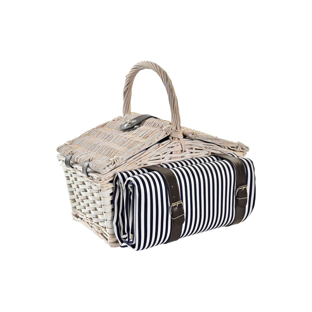[product_category]-Basket DKD Home Decor wicker Picnic Blue Polyester White (40 x 40 x 42-Bigbuy-S3036895-2