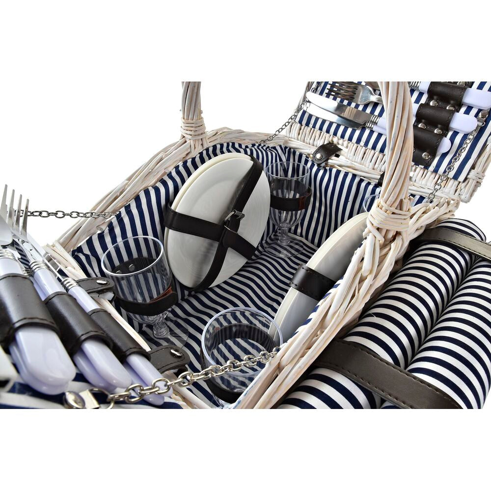 [product_category]-Basket DKD Home Decor wicker Picnic Blue Polyester White (40 x 40 x 42-Bigbuy-S3036895-3