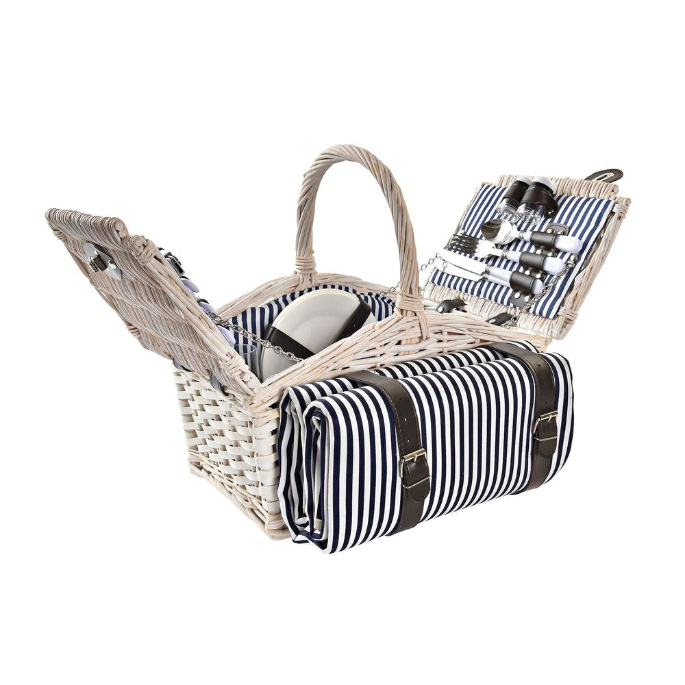 [product_category]-Basket DKD Home Decor wicker Picnic Blue Polyester White (40 x 40 x 42-Bigbuy-S3036895-5