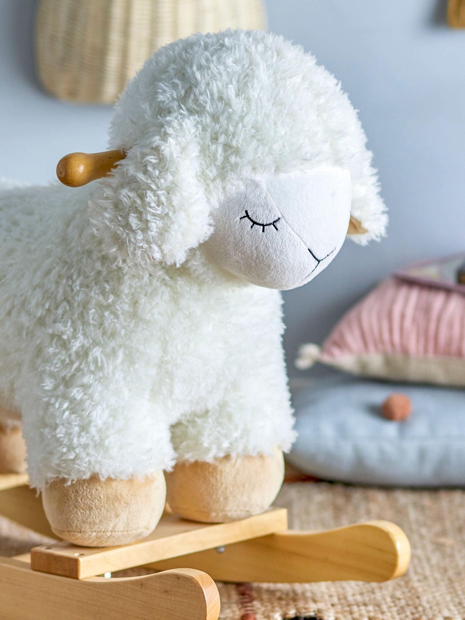 Bloomingville Mini Laasrith Rocking Toy, mouton, blanc, polyester