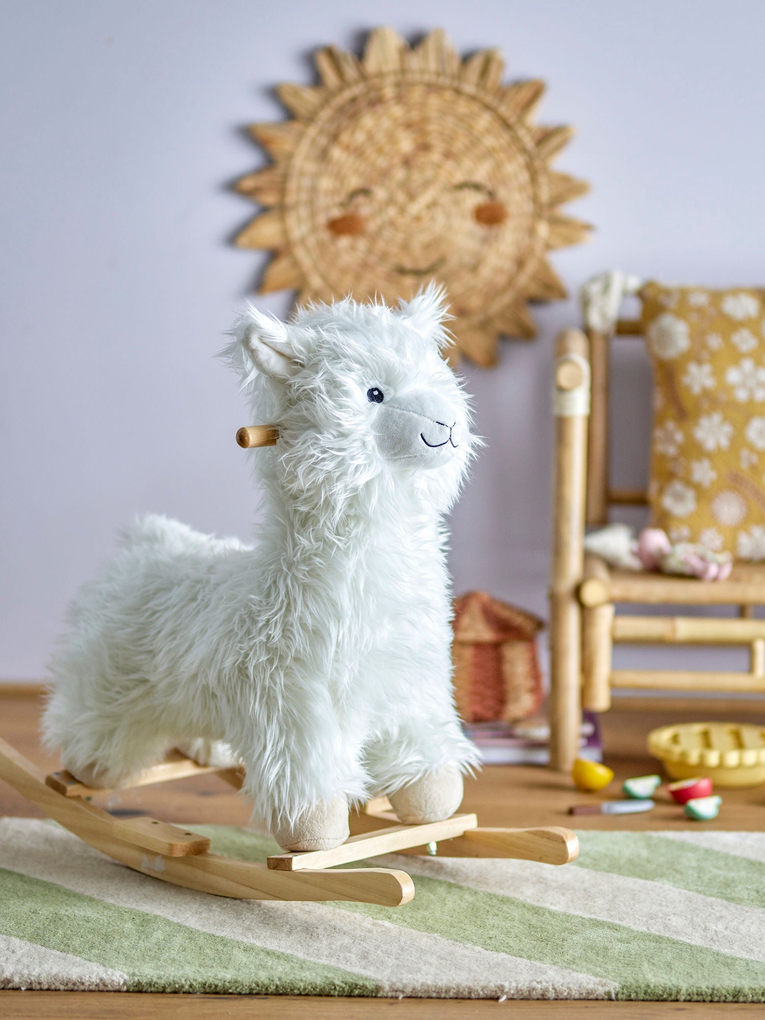 Bloomingville Mini Kinto Rocking Toy, Lama, White, Polyester