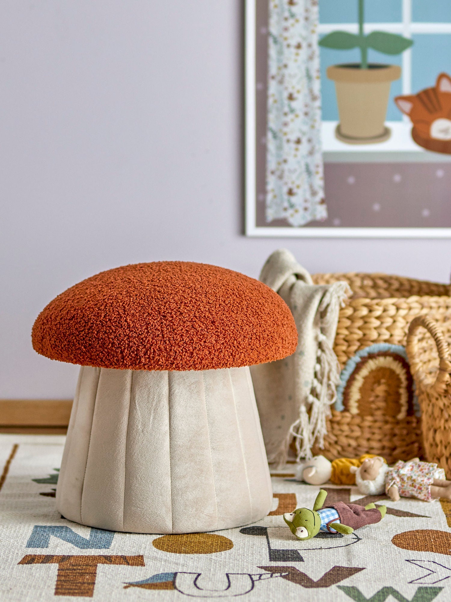 Bloomingville Mini Bertil Pouf, rojo, poliéster