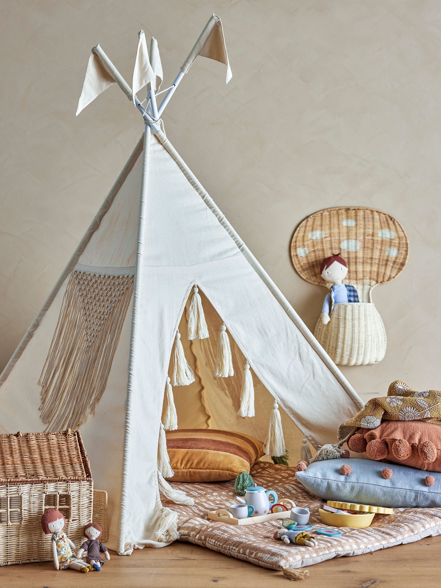 Bloomingville Mini Fardin Kinder Tipi, Natur, Baumwolle