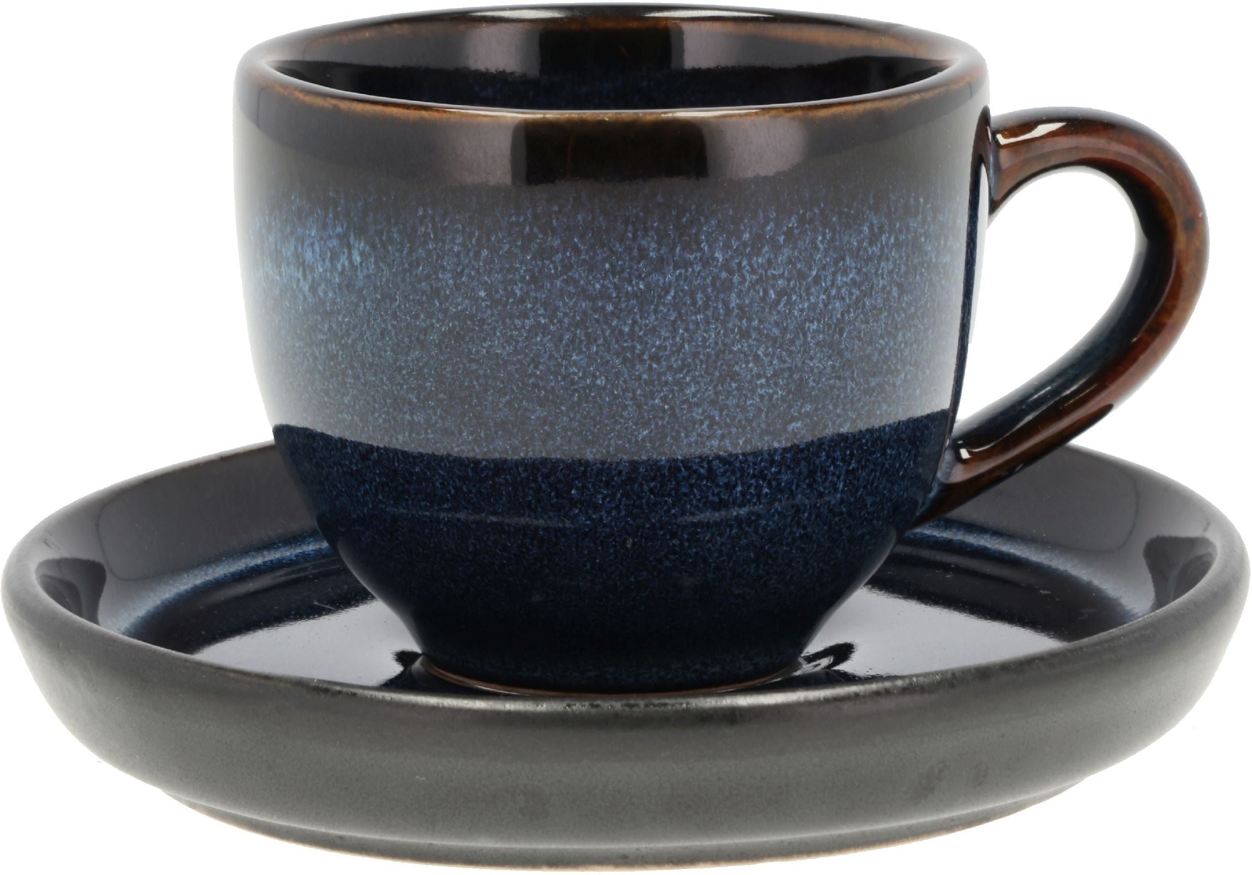 Bitz Espresso tasse avec soucoupe, bleu foncé / noir