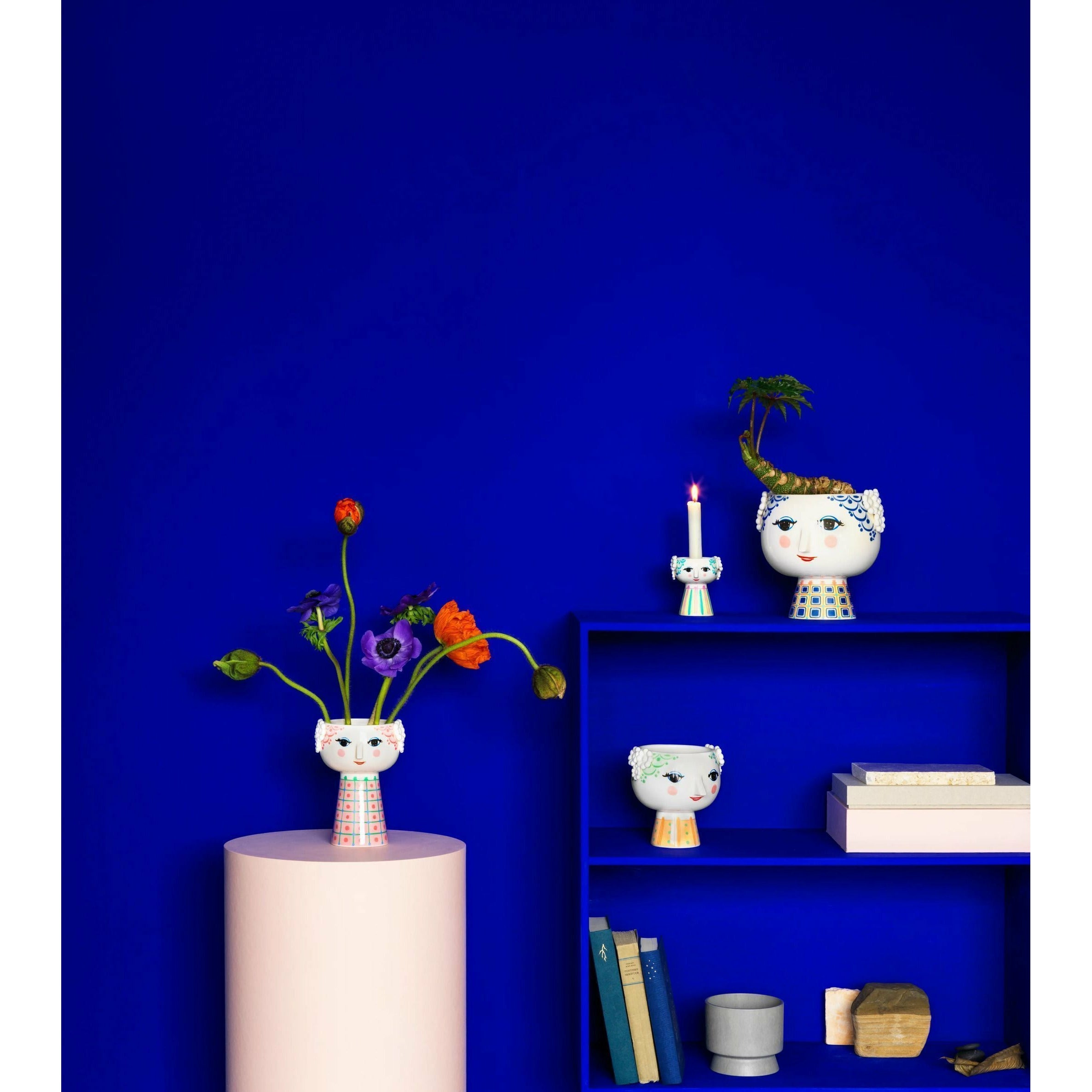 Bjørn Wiinblad Eva Planter con pie grande, azul