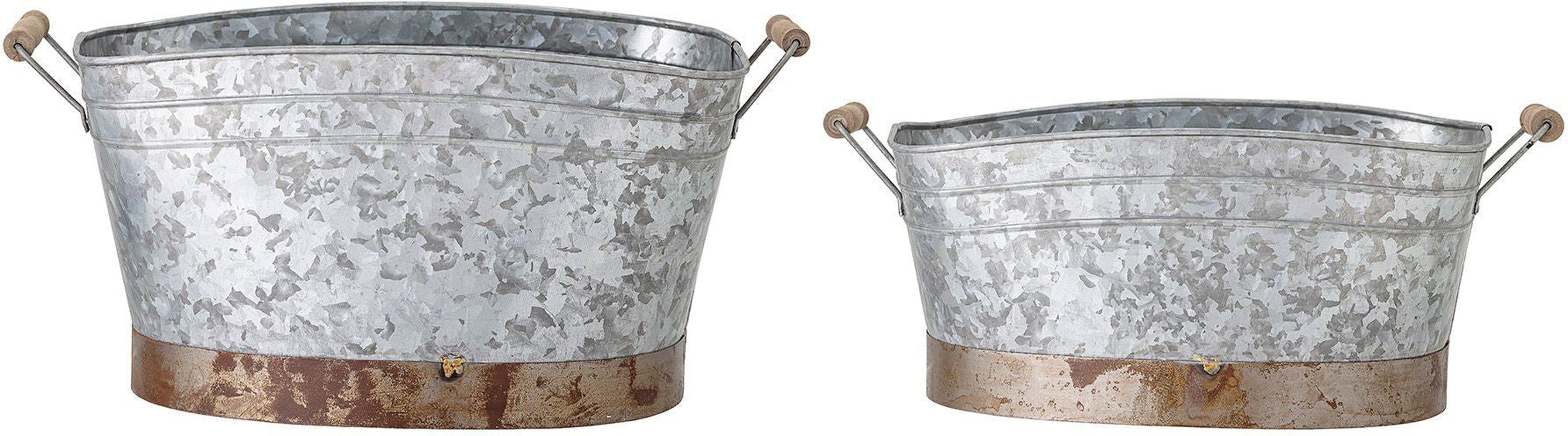 Bloomingville Cimon Bucket, Gray, Galvanized Iron