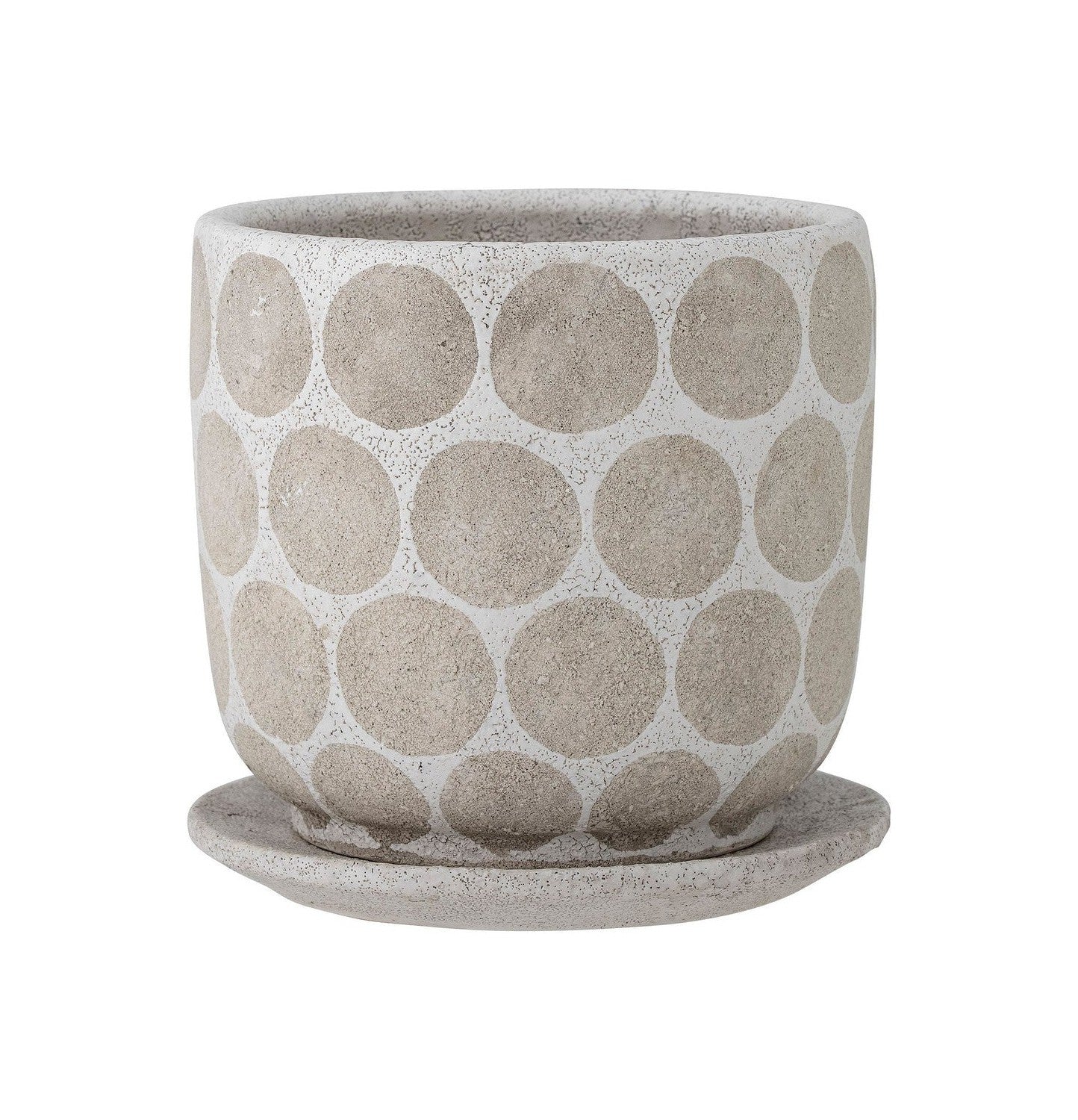 Bloomingville Felan Deco Flowerpot avec soucoupe, blanc, terre cuite