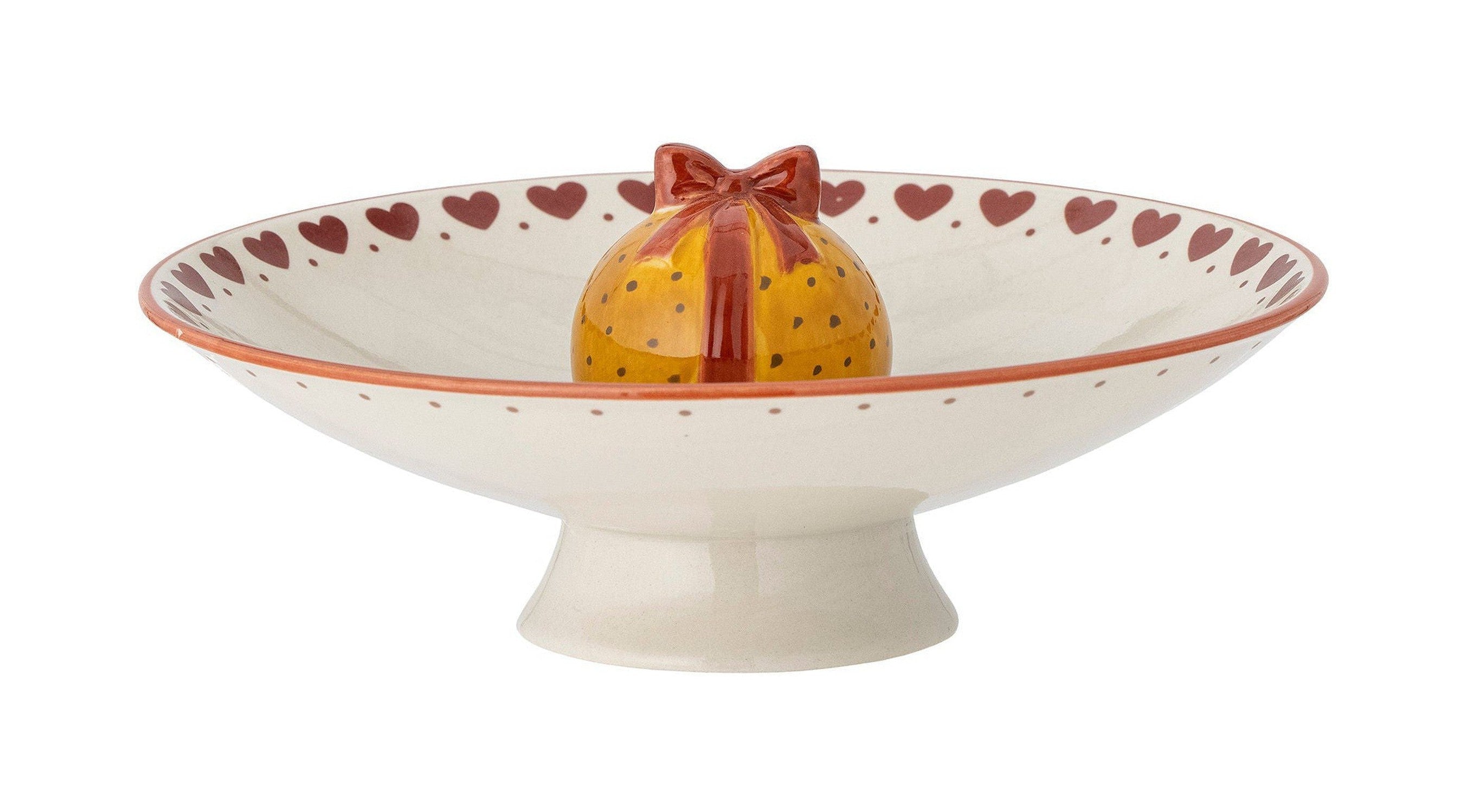 Bloomingville Jolly Pedestal Bowl, rojo, gres de gres