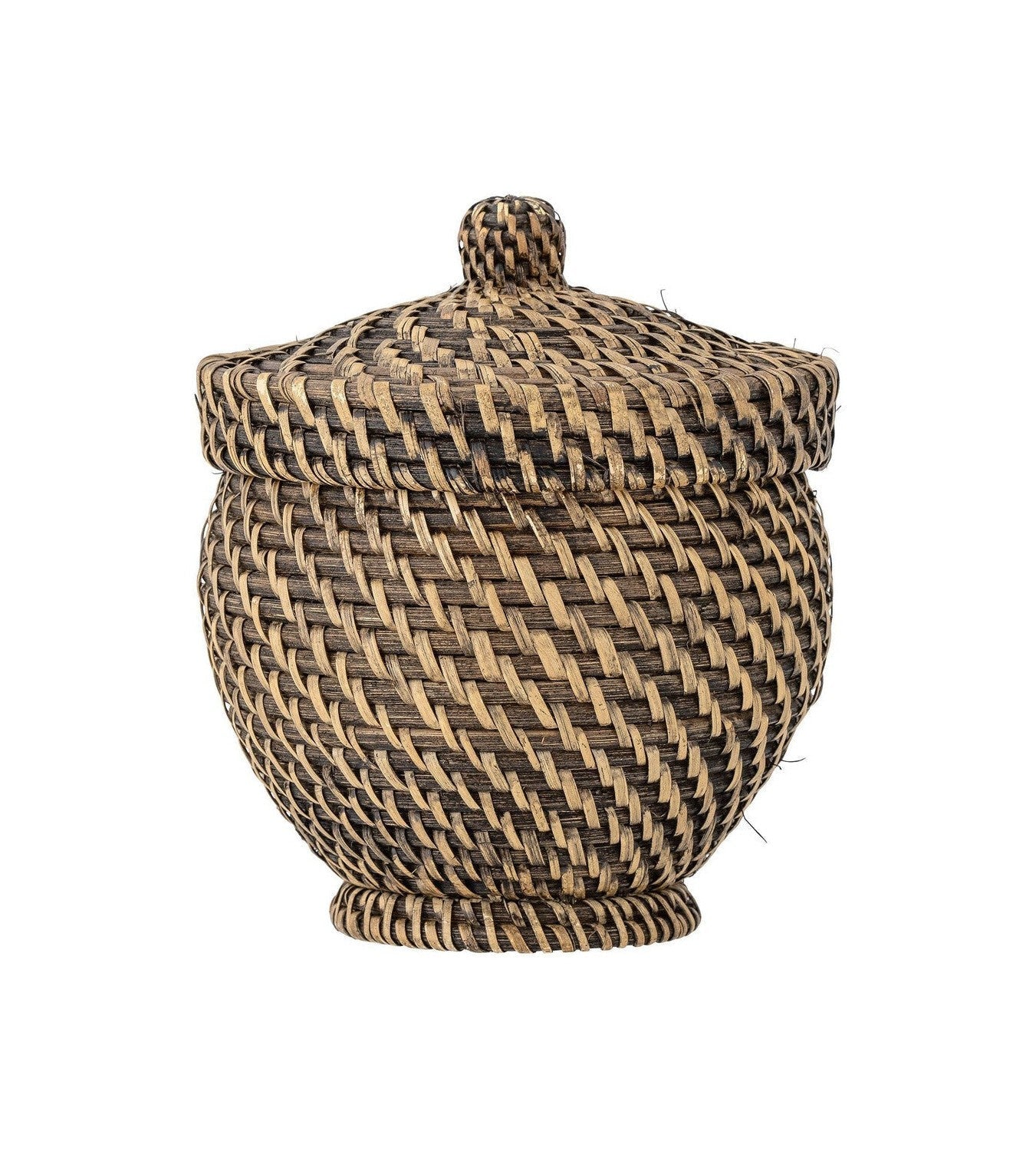 Bloomingville Leoonie Basket met deksel, zwart, rattan