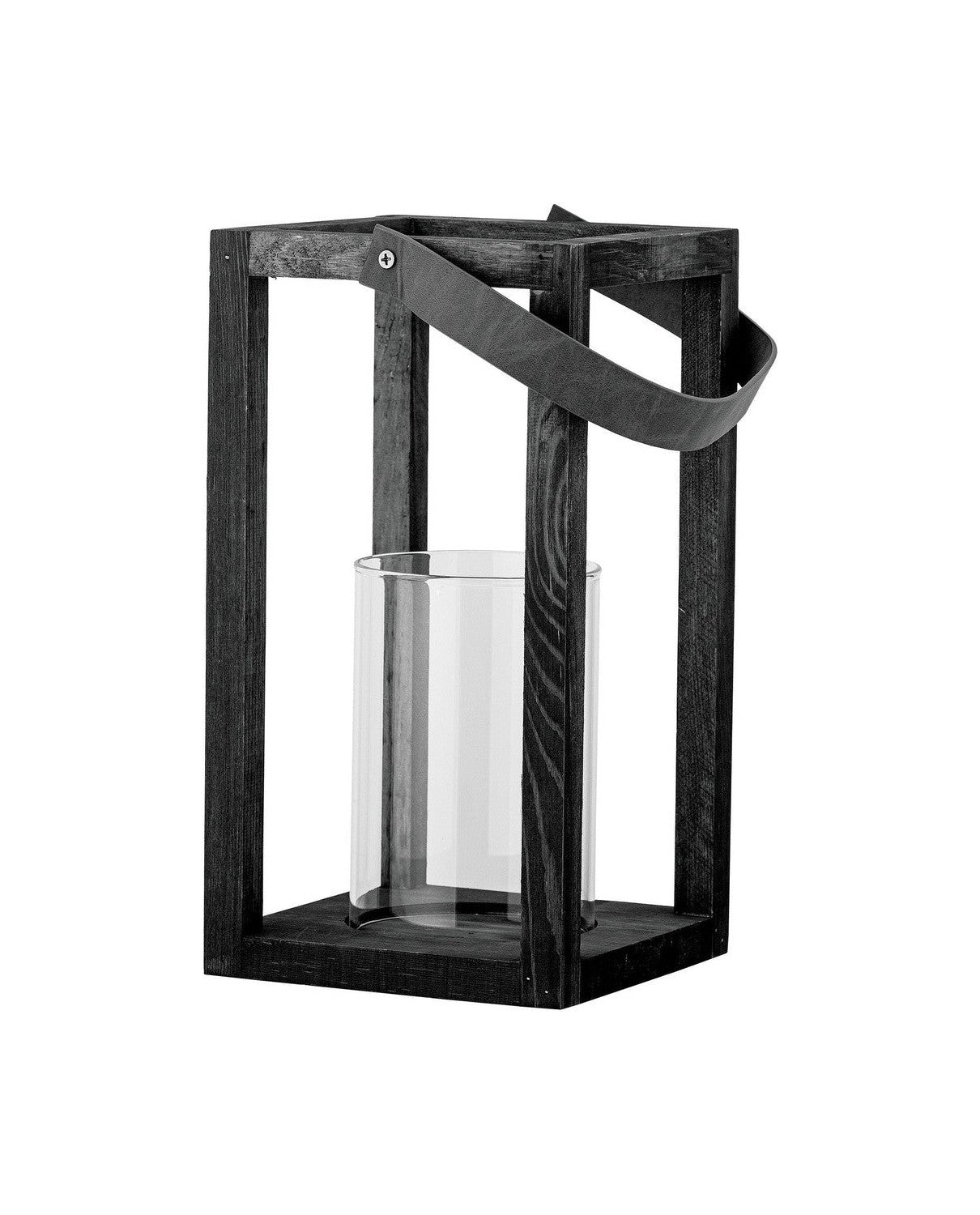 Bloomingville Lyra Lantern mit Glas, Schwarz, Kiefer