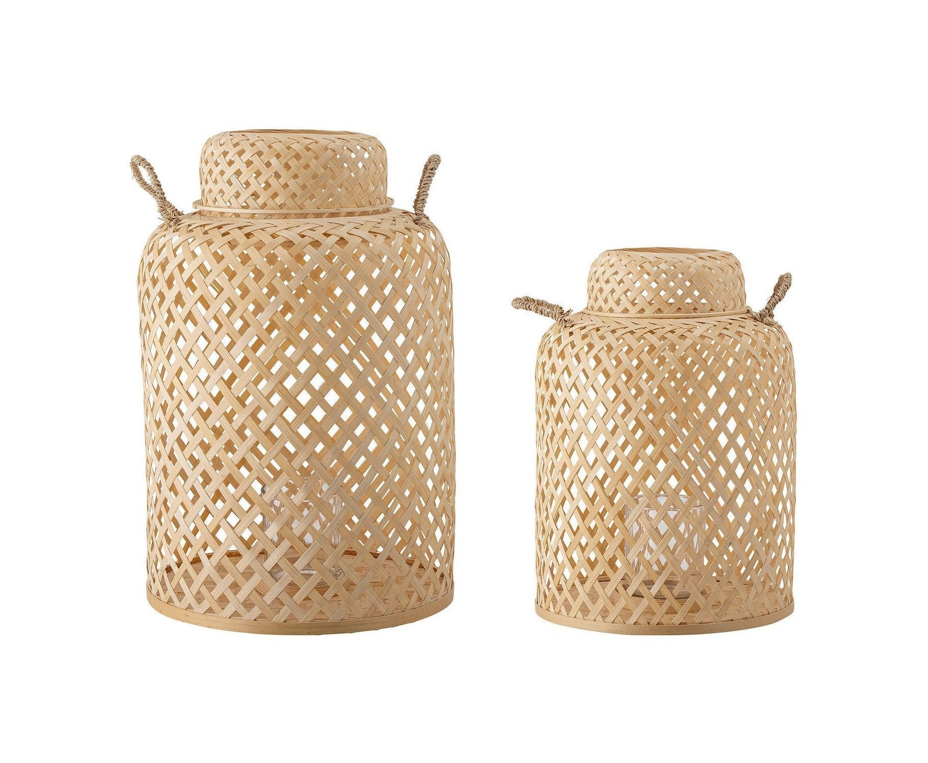 Bloomingville Madlin Lantern avec verre, nature, bambou