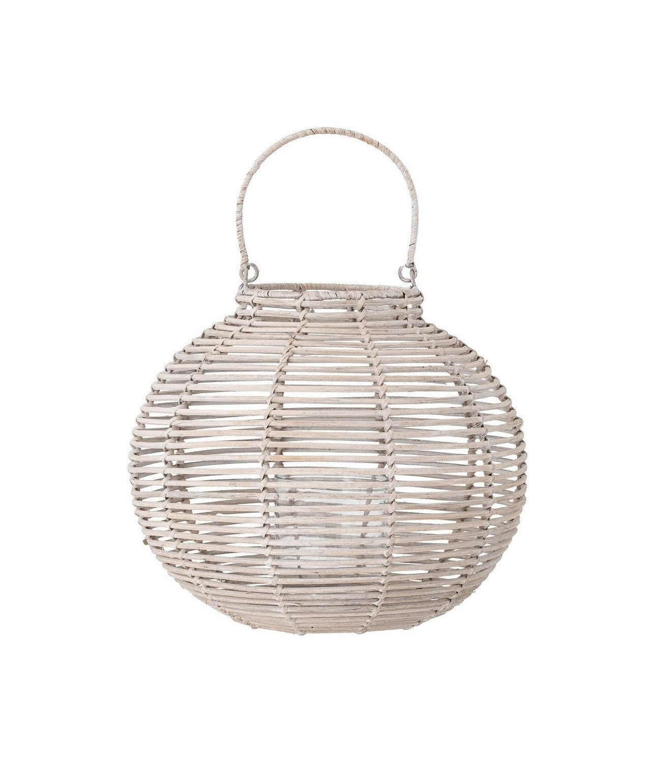 Bloomingville Malua Lantern met glas, wit, rattan