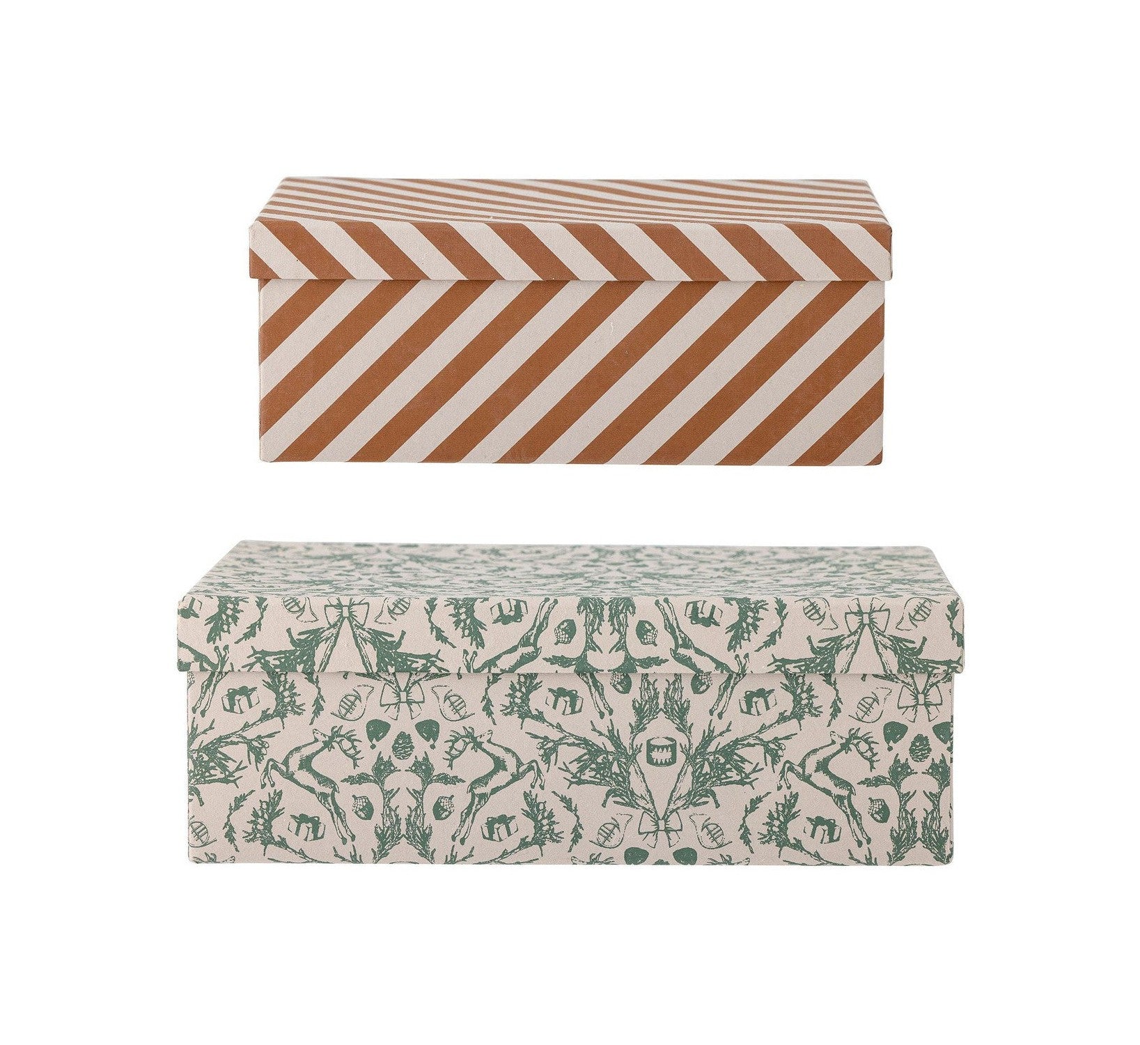 Bloomingville Mariann Box con tapa, verde, papel reciclado