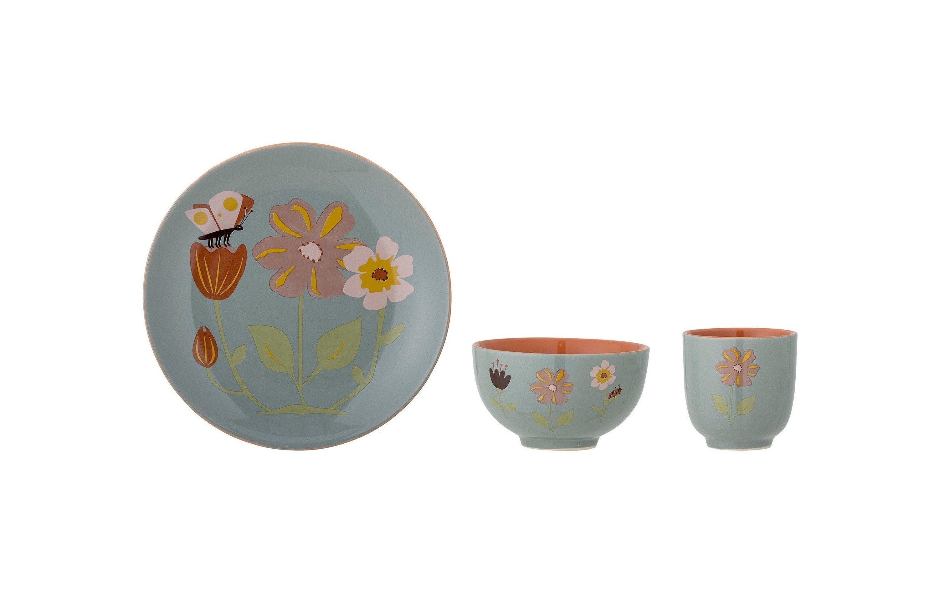 Bloomingville Mini Meadow Tableware Conjunto, azul, grés