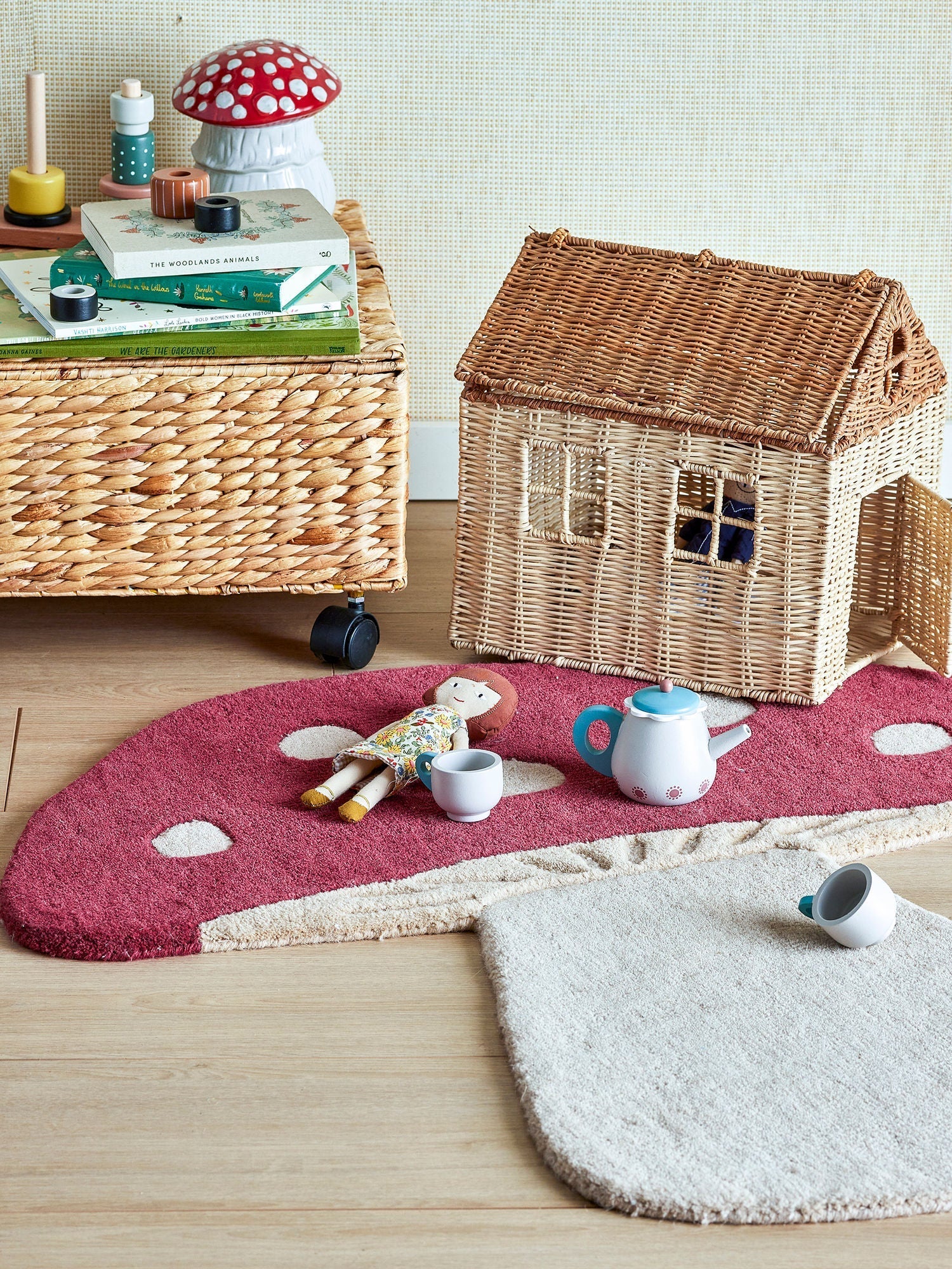 [product_category]-Bloomingville MINI Mushroom Rug, Red, Wool-Bloomingville MINI-5711173313617-82058403-BLO-4