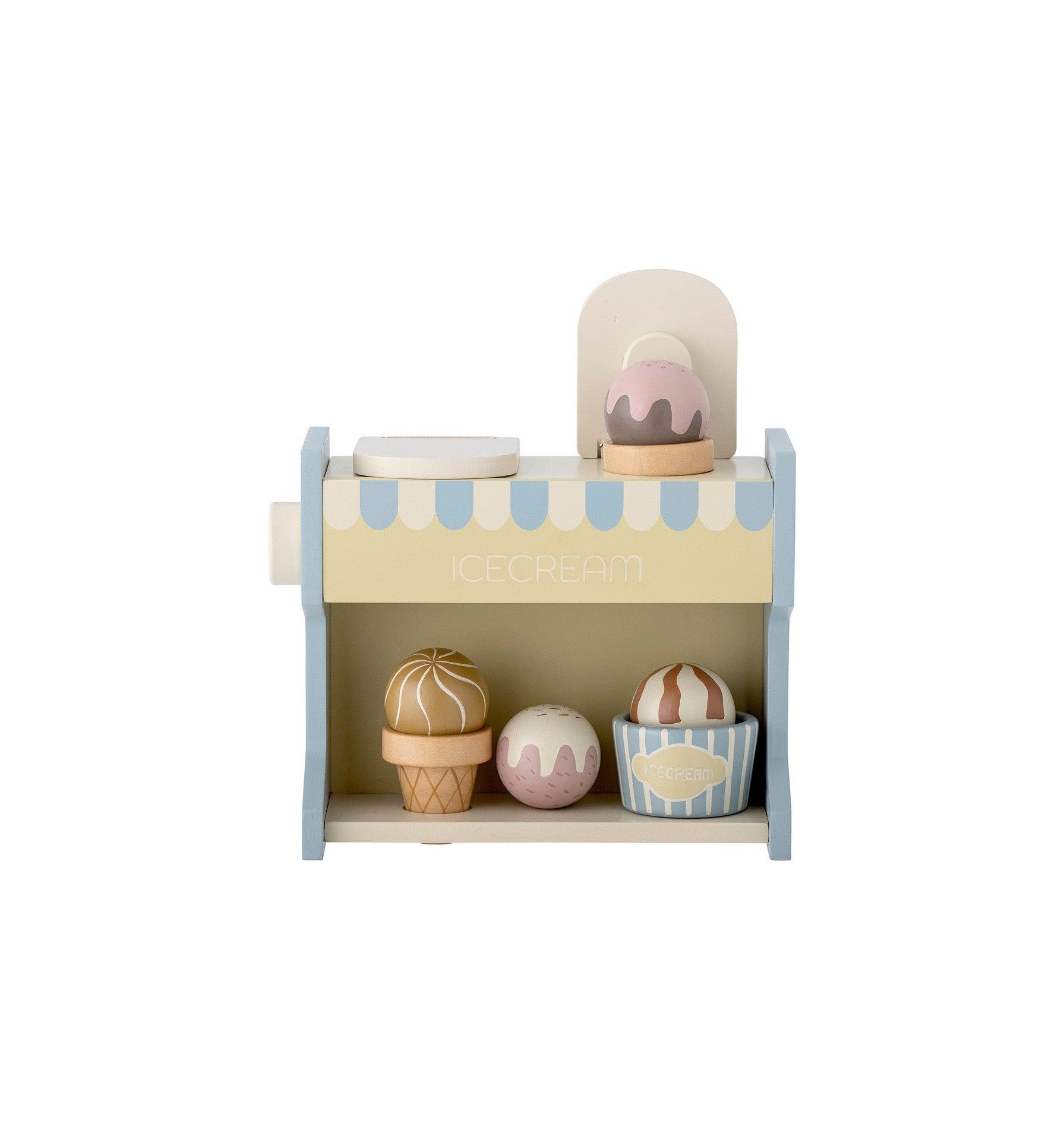 Bloomingville Mini Vallie Toy Ice Cream Stand, bleu, FSC®100%, Lotus