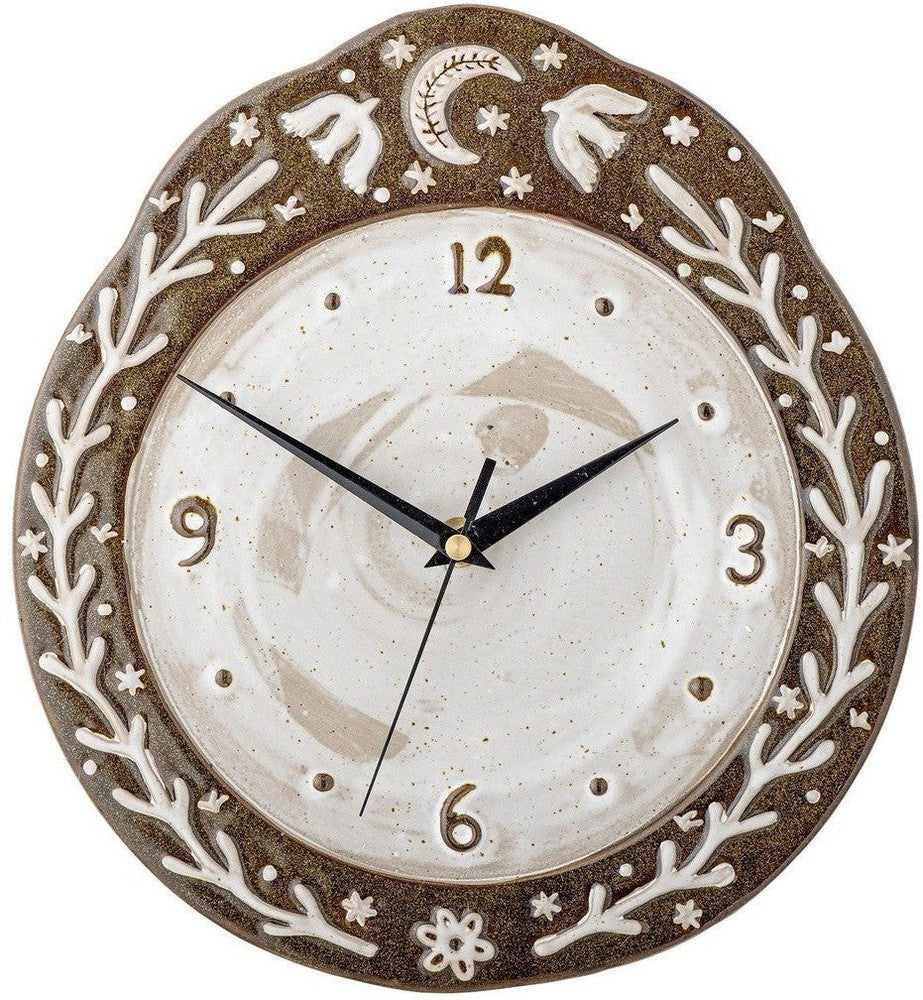 [product_category]-Bloomingville Olena Wall Clock, Brown, Stoneware-Bloomingville-5711173314904-82058520-BLO-1