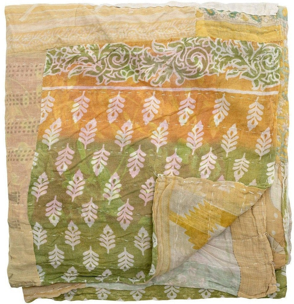 [product_category]-Bloomingville Sari Quilt, Yellow, Recycled Cotton-Bloomingville-5711173326068-82066356-BLO-1