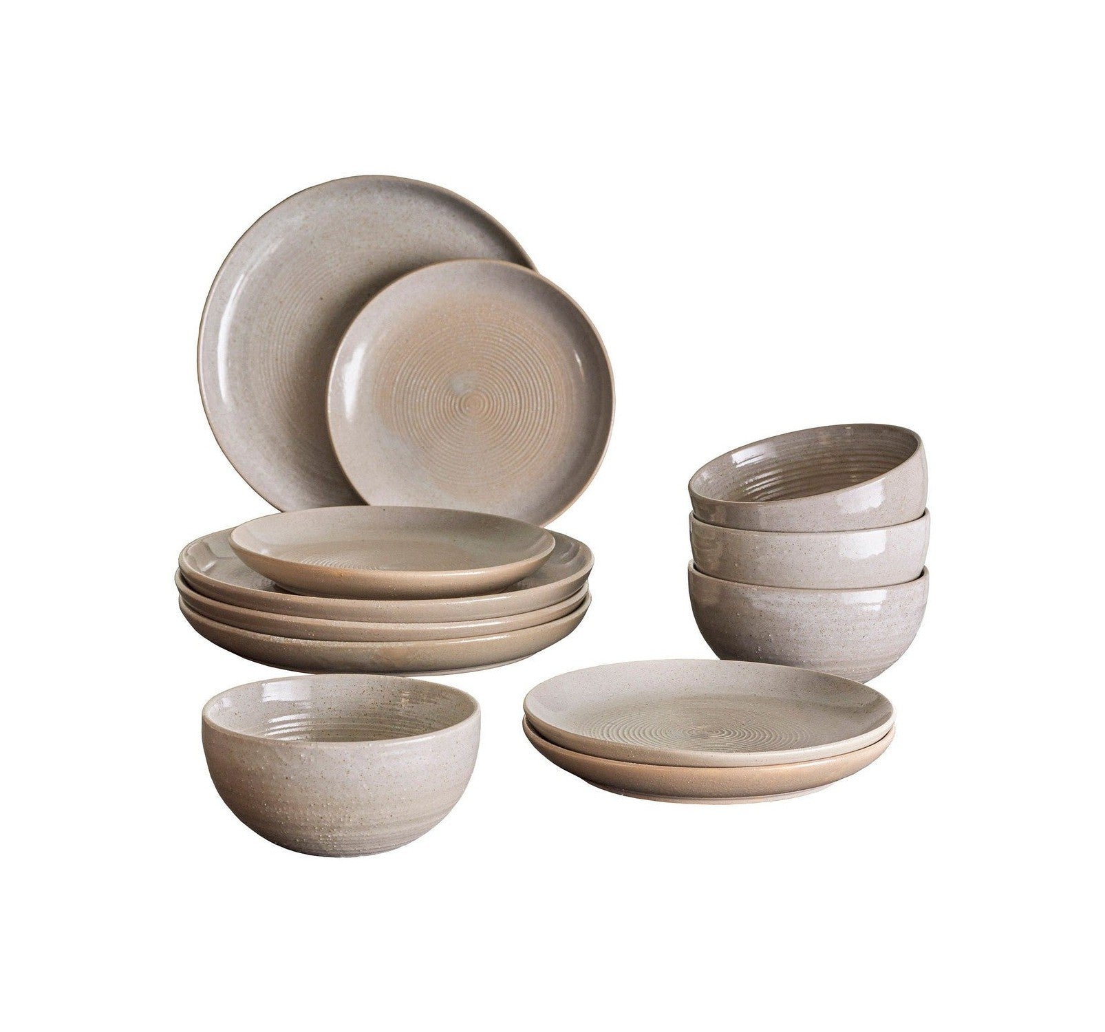 Bloomingville taupe servies set, grijs, steengoed