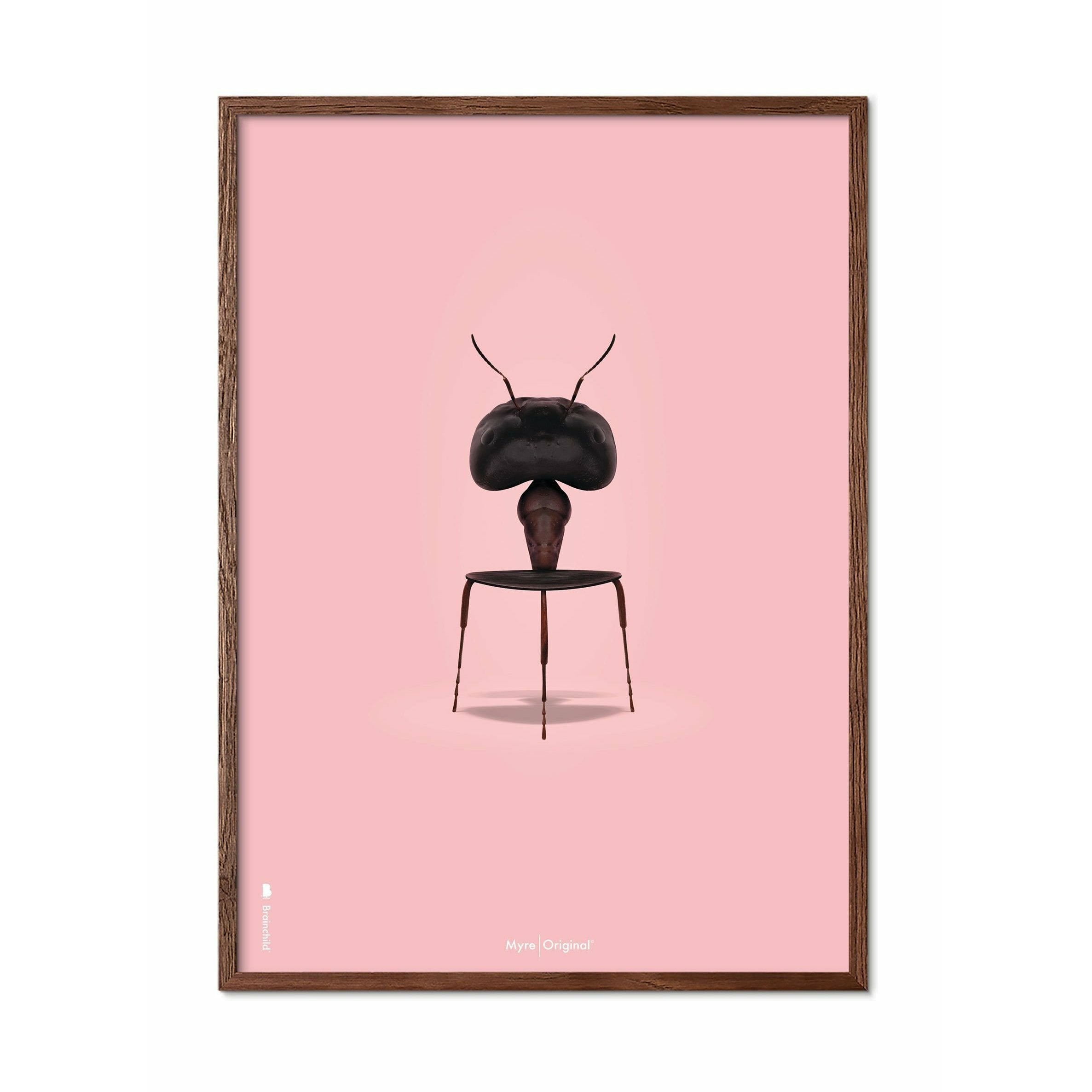 [product_category]-Brainchild Ant Classic Poster, Dark Wood Frame 70x100 Cm, Pink Background-Brainchild-43004-B-BRA-1