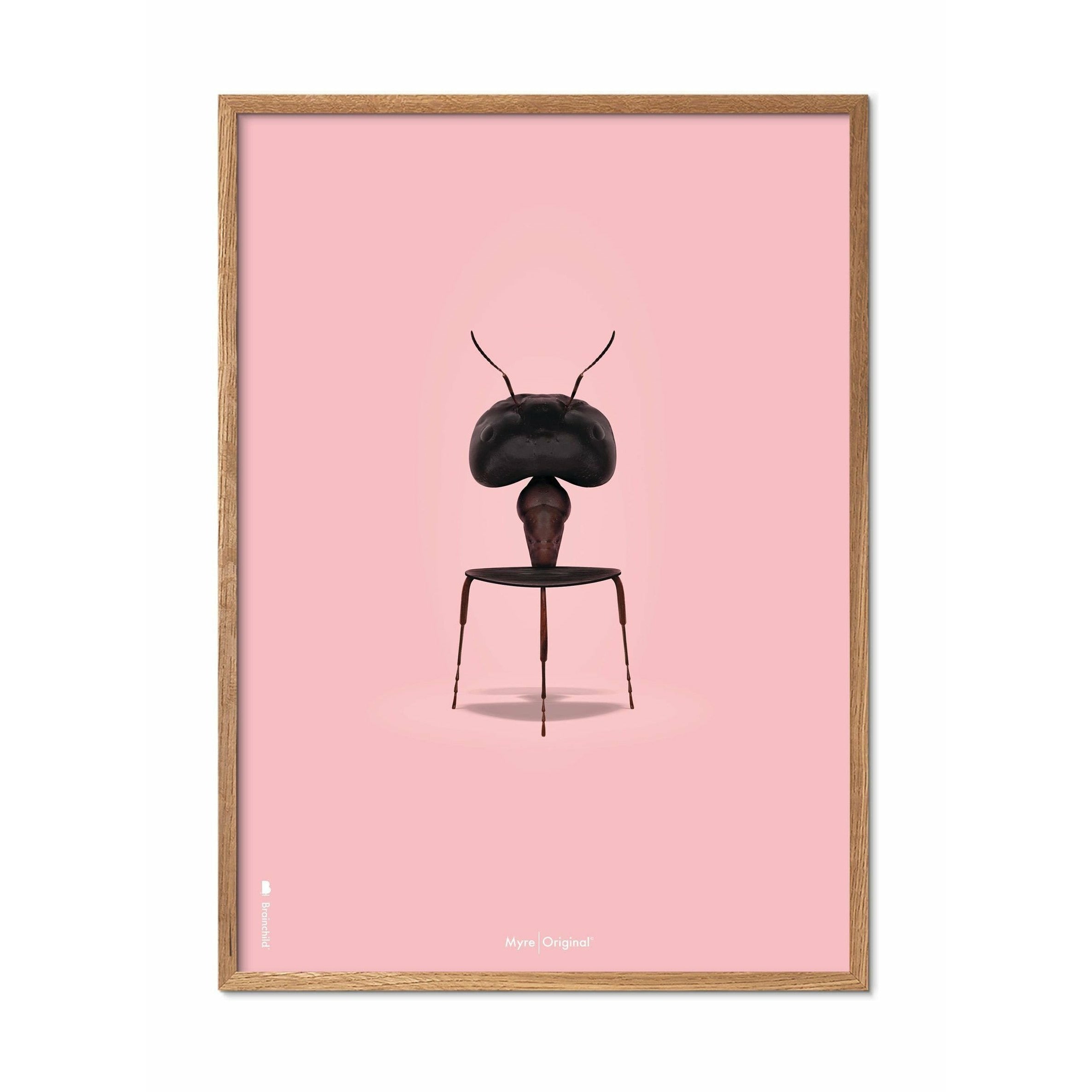 [product_category]-Brainchild Ant Classic Poster, Frame Made Of Light Wood 70x100 Cm, Pink Background-Brainchild-43004-A-BRA-1
