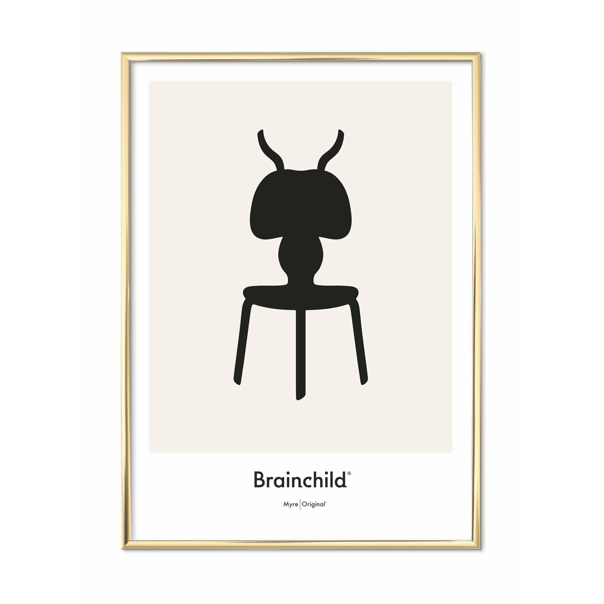 [product_category]-Brainchild Ant Design Icon Poster, Brass Coloured Frame 50x70 Cm, Grey-Brainchild-IG-41003-D-BRA-1