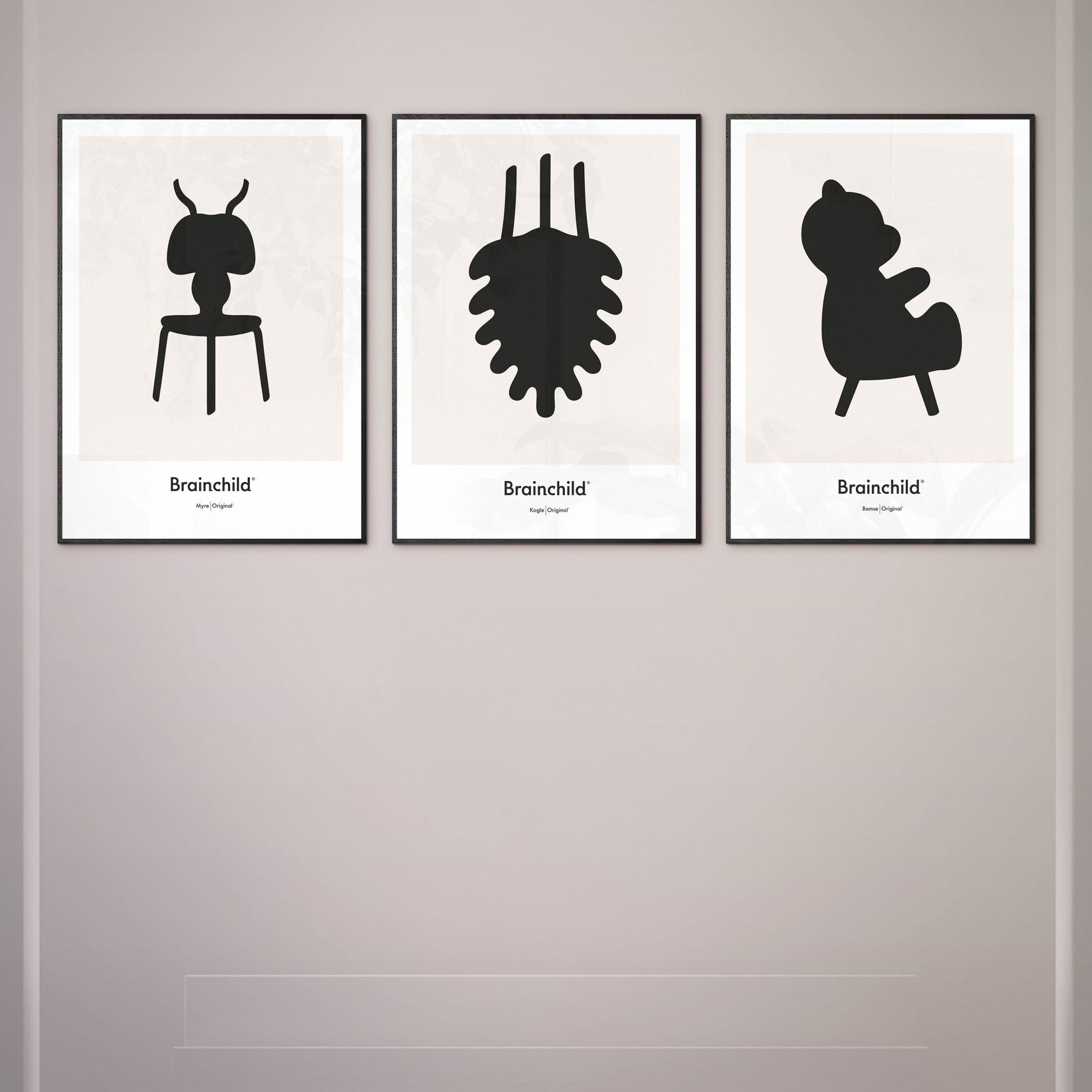 [product_category]-Brainchild Ant Design Icon Poster, Brass Coloured Frame 50x70 Cm, Grey-Brainchild-IG-41003-D-BRA-4