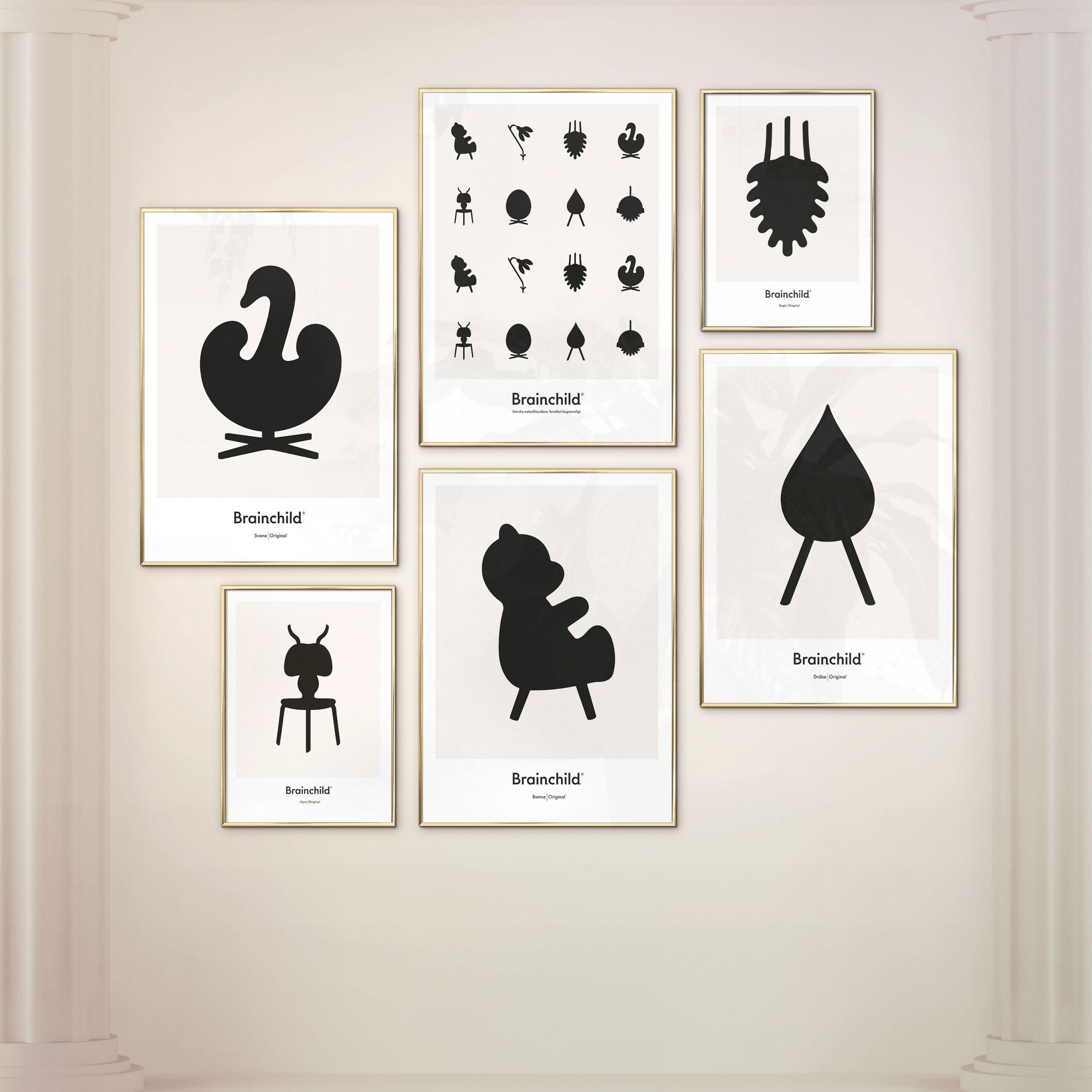 [product_category]-Brainchild Ant Design Icon Poster, Brass Coloured Frame 50x70 Cm, Grey-Brainchild-IG-41003-D-BRA-7