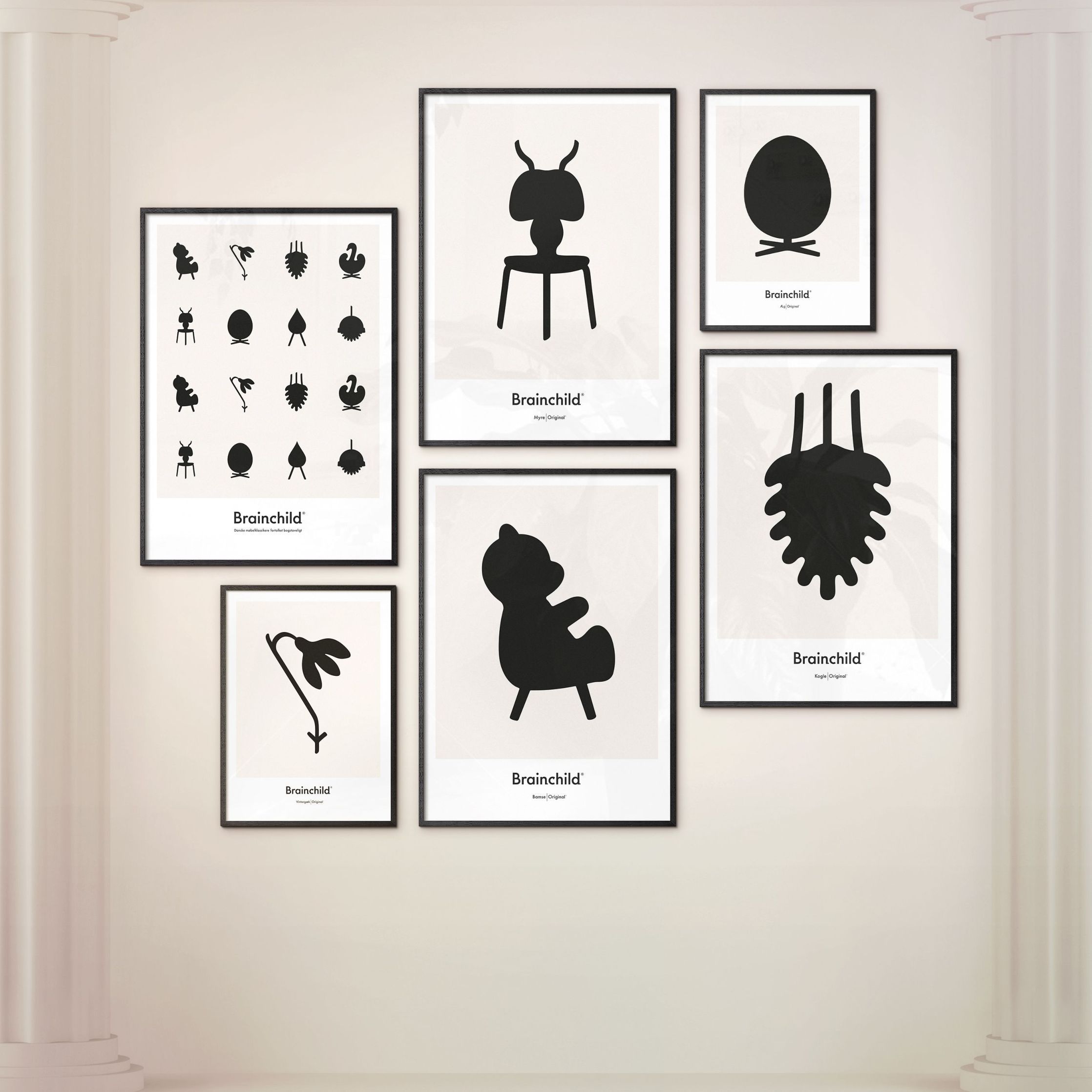 [product_category]-Brainchild Ant Design Icon Poster, Brass Coloured Frame 50x70 Cm, Grey-Brainchild-IG-41003-D-BRA-8