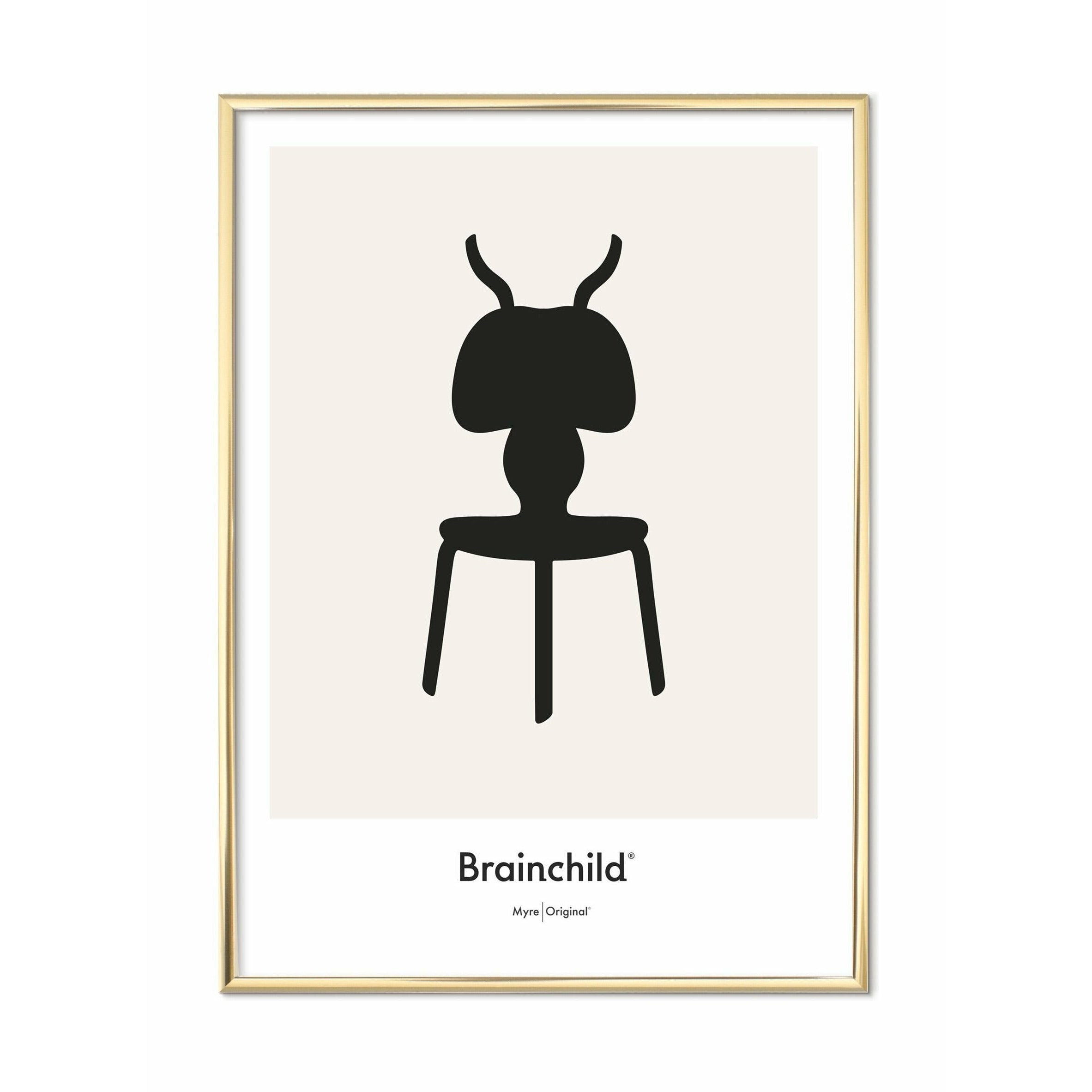 [product_category]-Brainchild Ant Design Icon Poster, Brass Coloured Frame 70 X100 Cm, Grey-Brainchild-IG-41004-D-BRA-1