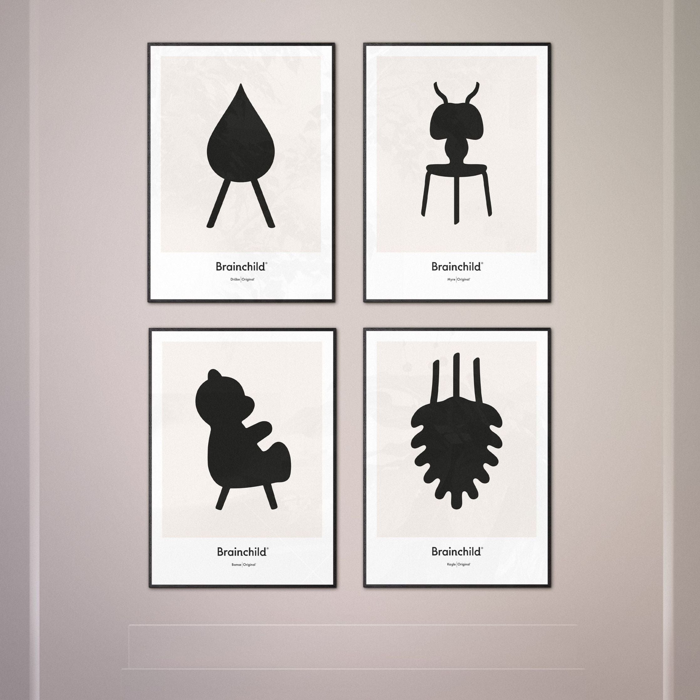 [product_category]-Brainchild Ant Design Icon Poster, Frame Made Of Black Lacquered Wood 50 X70 Cm, Grey-Brainchild-IG-41003-C-BRA-8