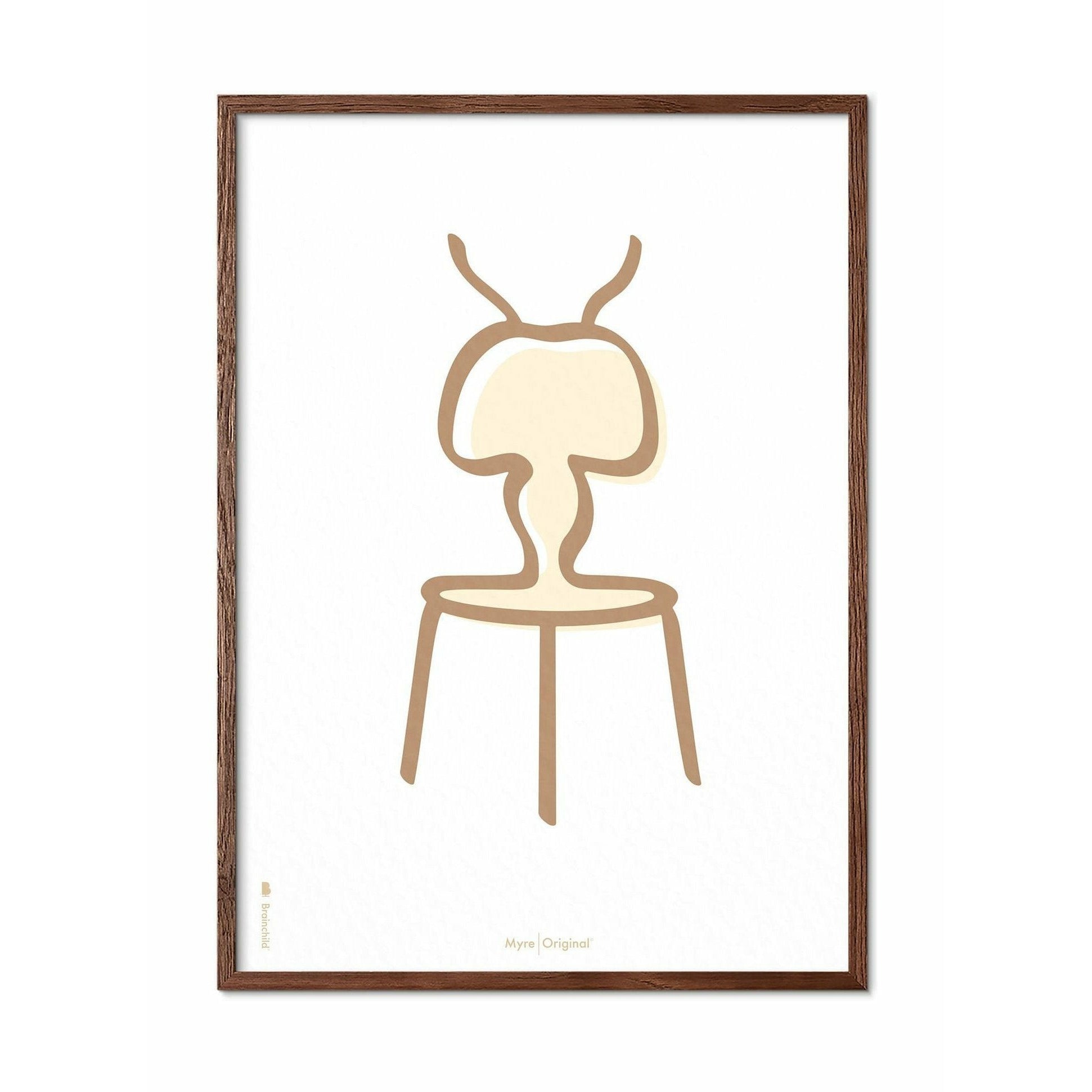 [product_category]-Brainchild Ant Line Poster, Frame Made Of Dark Wood 30x40 Cm, White Background-Brainchild-SH-41002-B-BRA-1