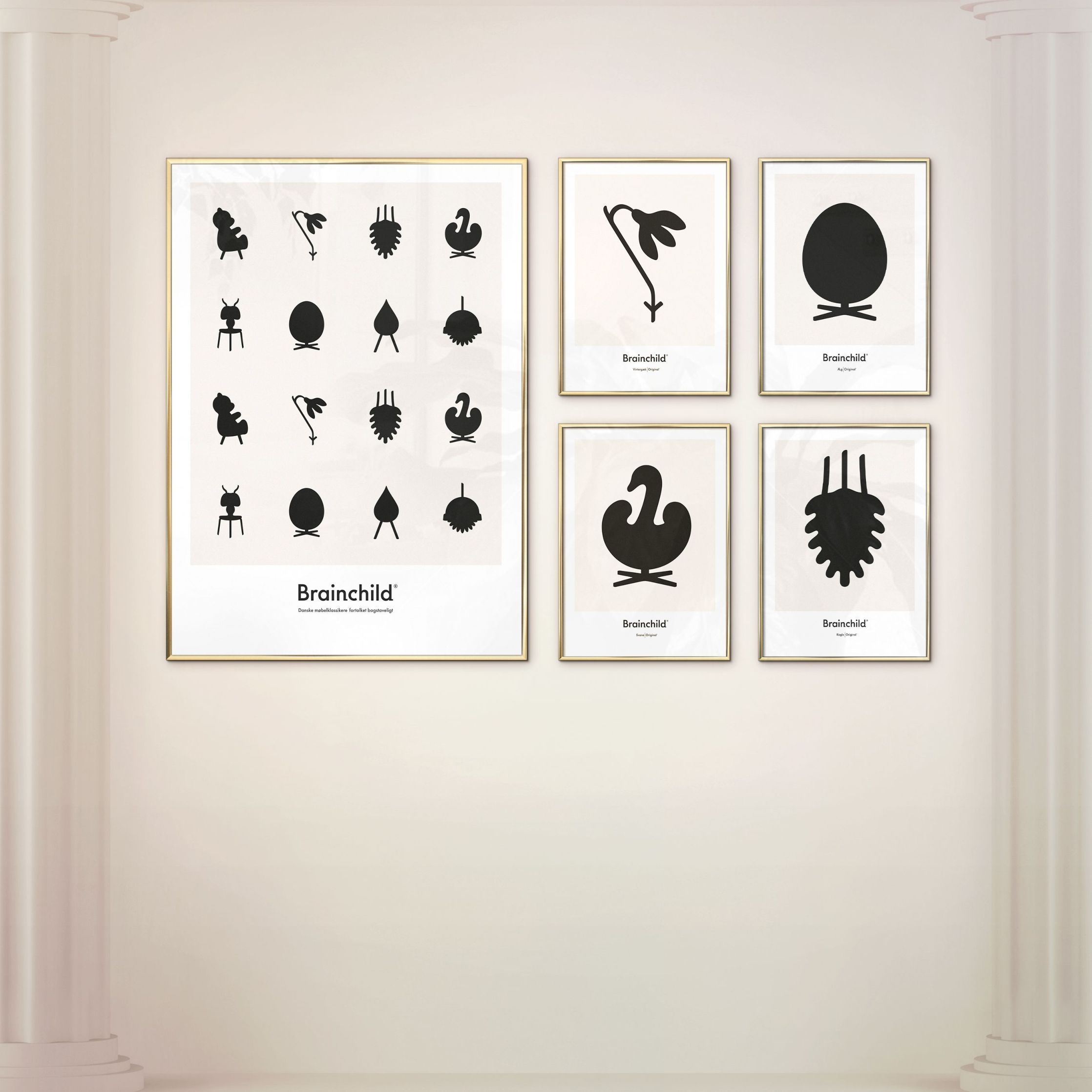 [product_category]-Brainchild Design Icon Poster, Frame Made Of Dark Wood A5, Grey-Brainchild-IG-00001-B-BRA-9