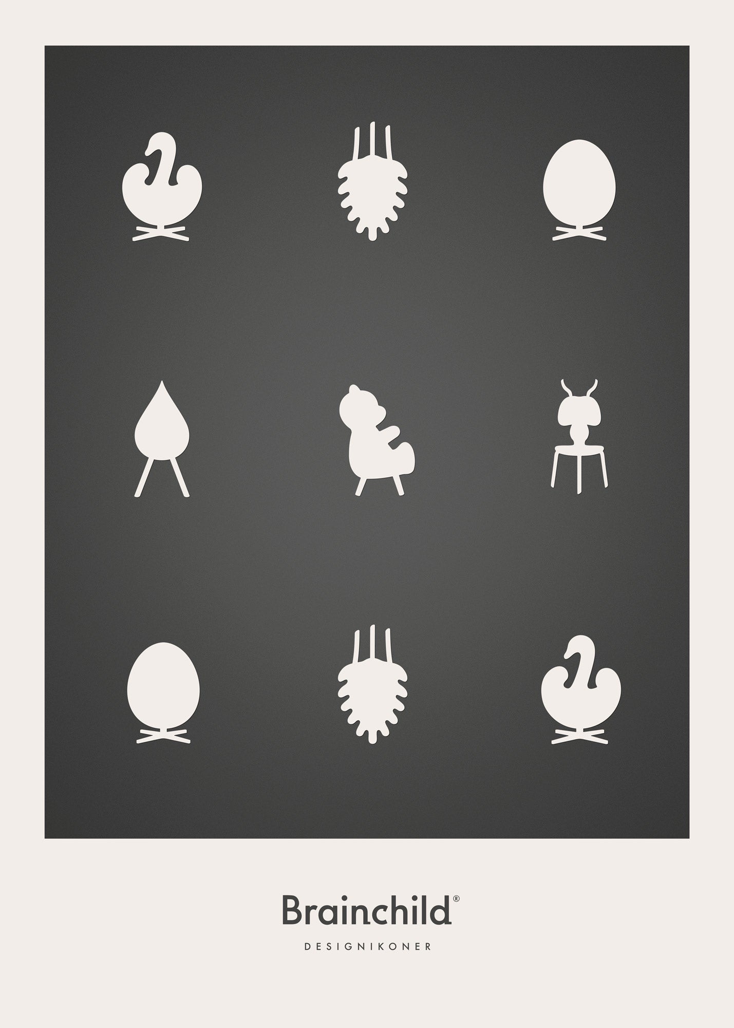 [product_category]-Brainchild Design Icons Poster Without Frame 50x70 Cm, Dark Grey-Brainchild-5713713528055-IM-00003-BRA-1