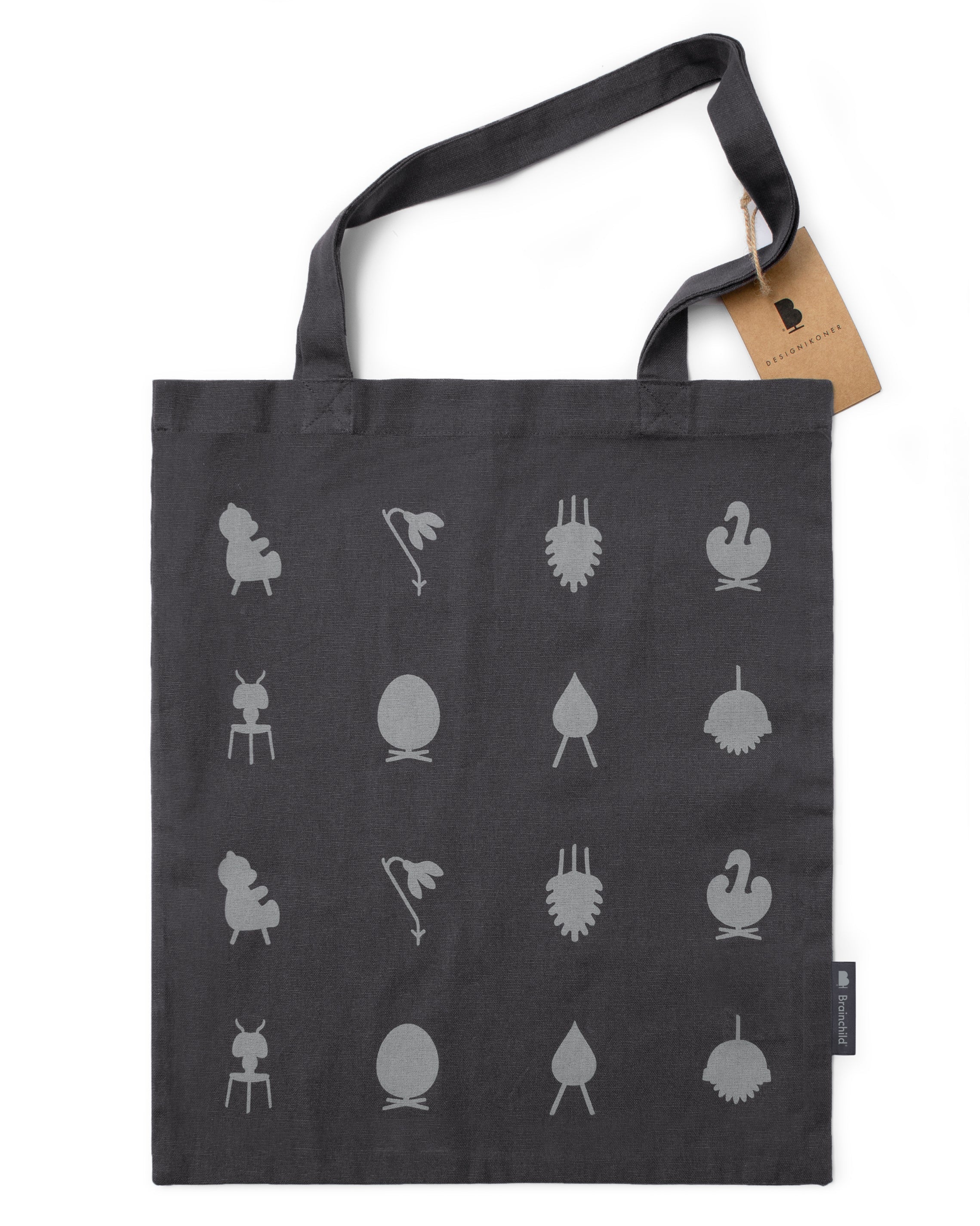 [product_category]-Brainchild Designikoner Mulepose, Mørkegrå-Allbuy.store-Totebag-Darkgrey-BRA-1