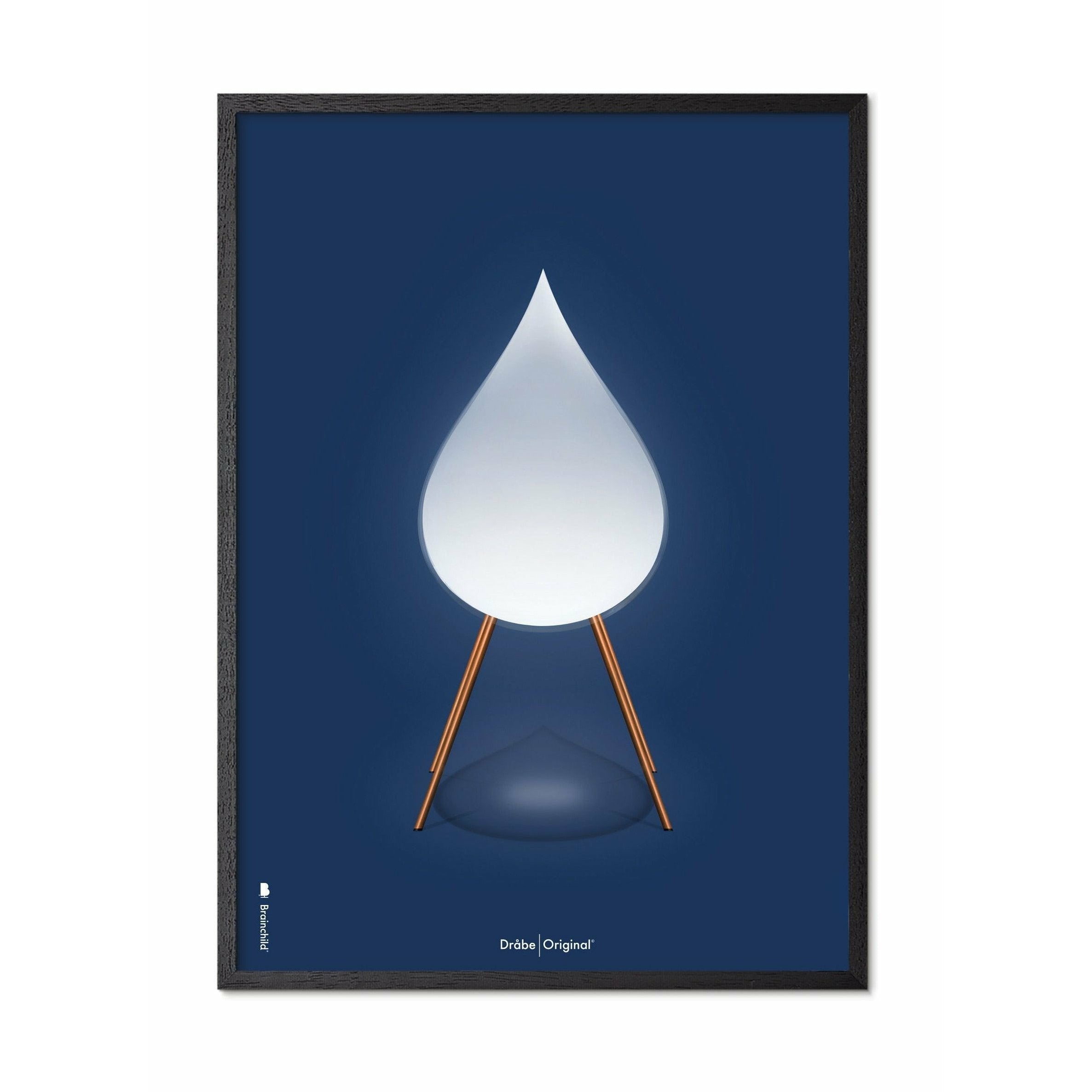 [product_category]-Brainchild Drop Classic Poster, Frame Made Of Black Lacquered Wood 70x100 Cm, Dark Blue Background-Brainchild-52004-C-BRA-1