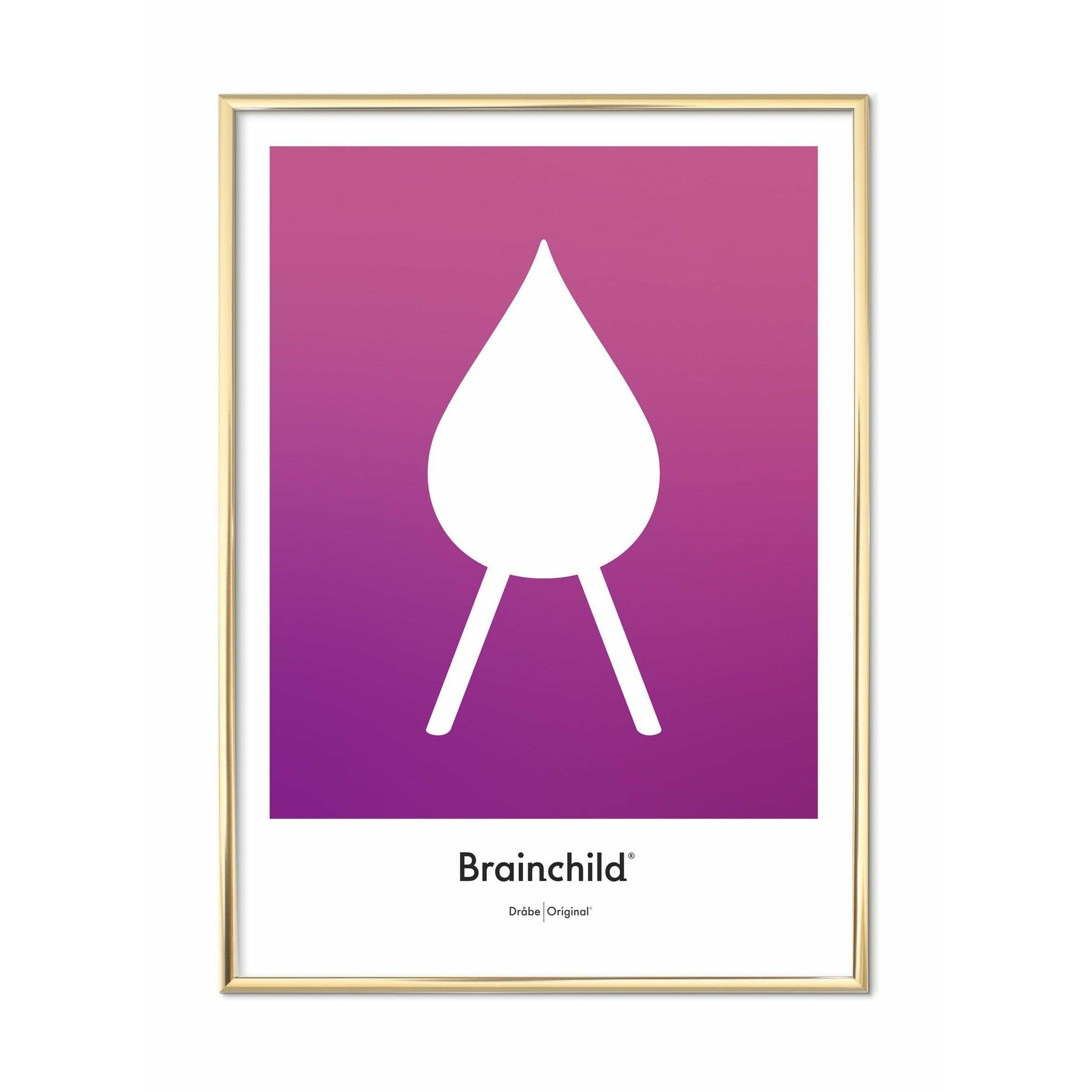 Brainchild Drop Design Icon Poster, Messingfarbener Rahmen A5, lila