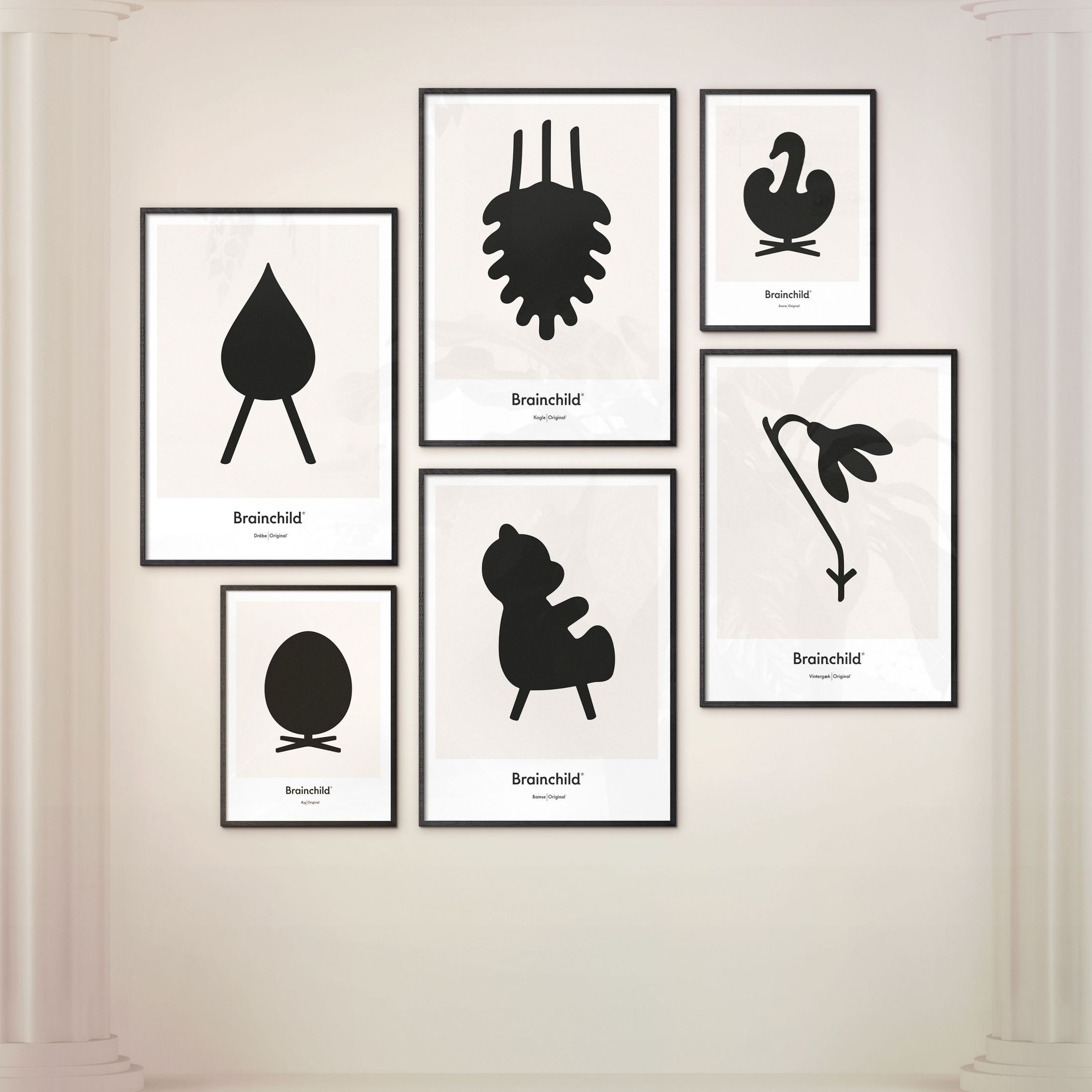 [product_category]-Brainchild Drop Design Icon Poster, Frame Made Of Dark Wood 50 X70 Cm, Grey-Brainchild-IG-51003-B-BRA-8