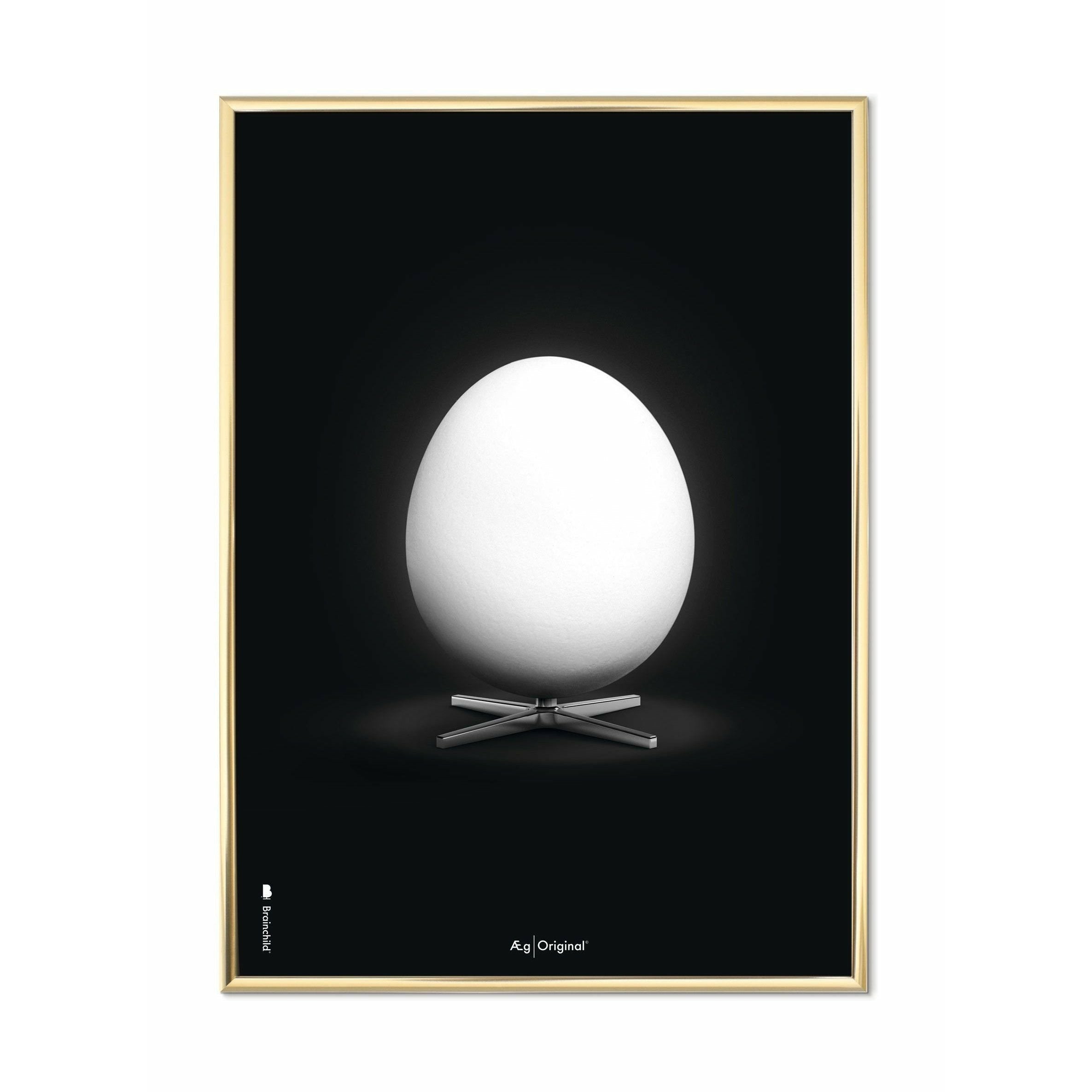 Brainchild Egg Classic Poster, Brass Colored Frame A5, Black Background