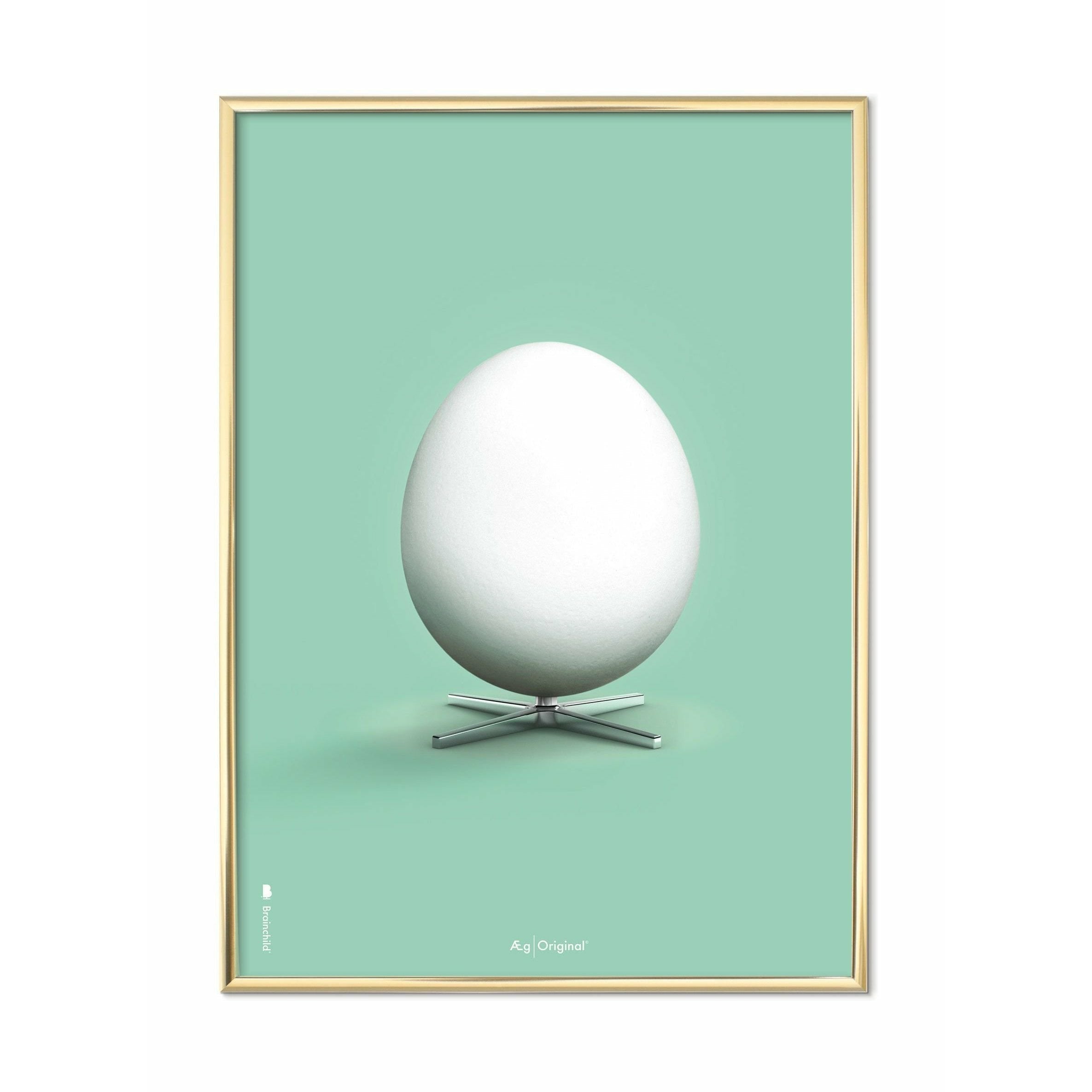 Brainchild Egg Classic Poster, mässingsfärgad ram A5, Mint Green Bakgrund