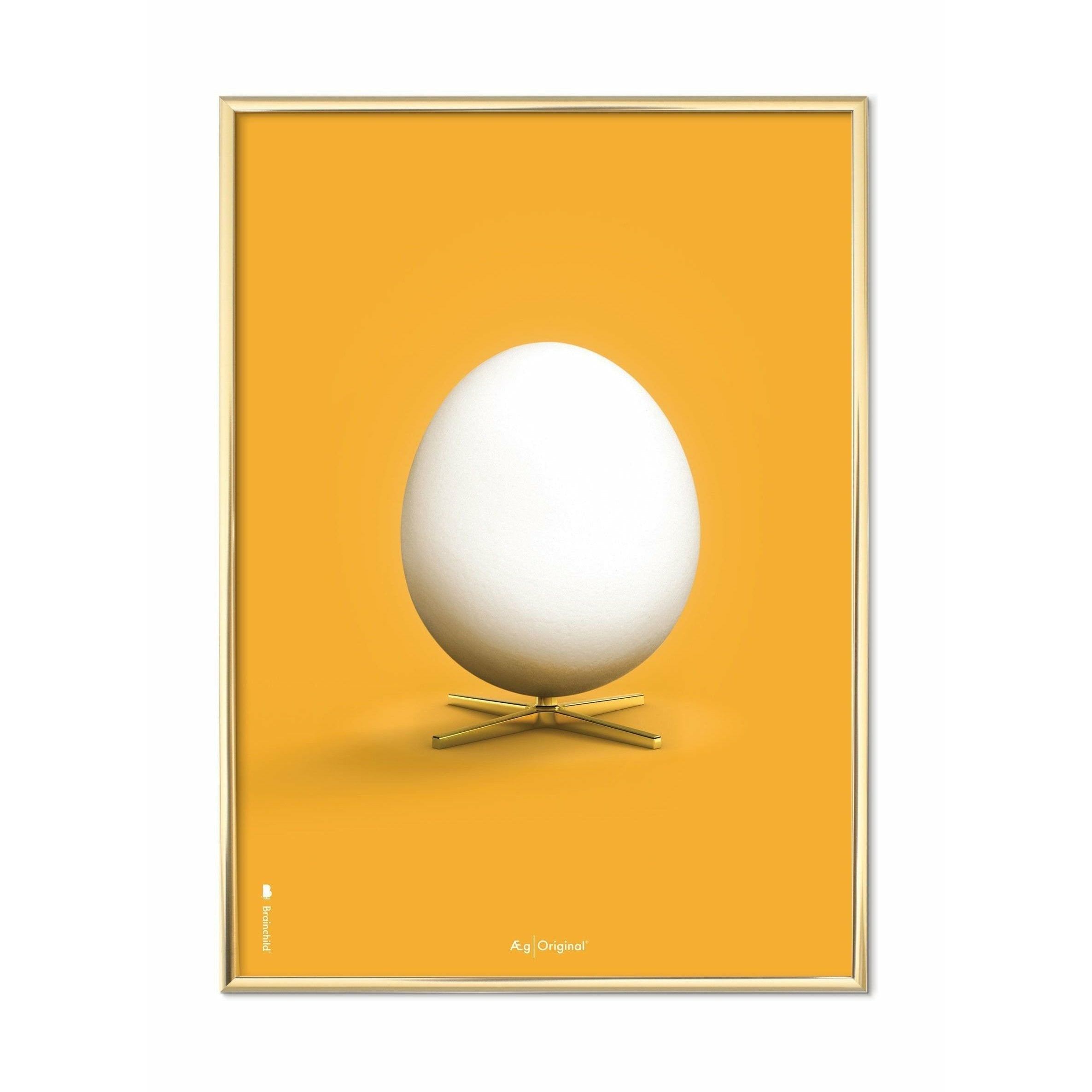 Brainchild Egg Classic Poster, mässingsfärgad ram A5, gul bakgrund