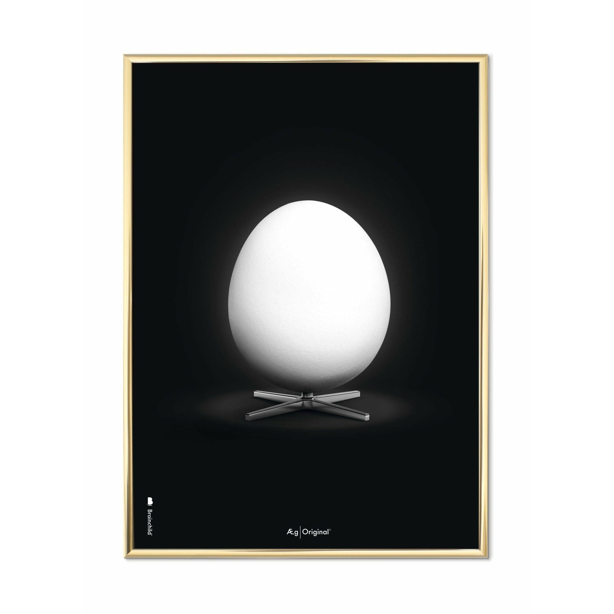 [product_category]-Brainchild Egg Classic Poster, Brass Frame 30x40 Cm, Black Background-Brainchild-12002-D-BRA-1