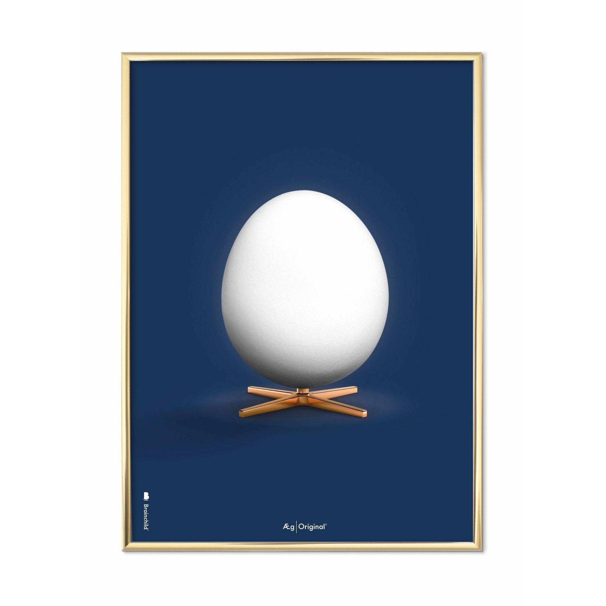 Brainchild Egg Classic Poster, Brass Frame A5, Dark Blue Background