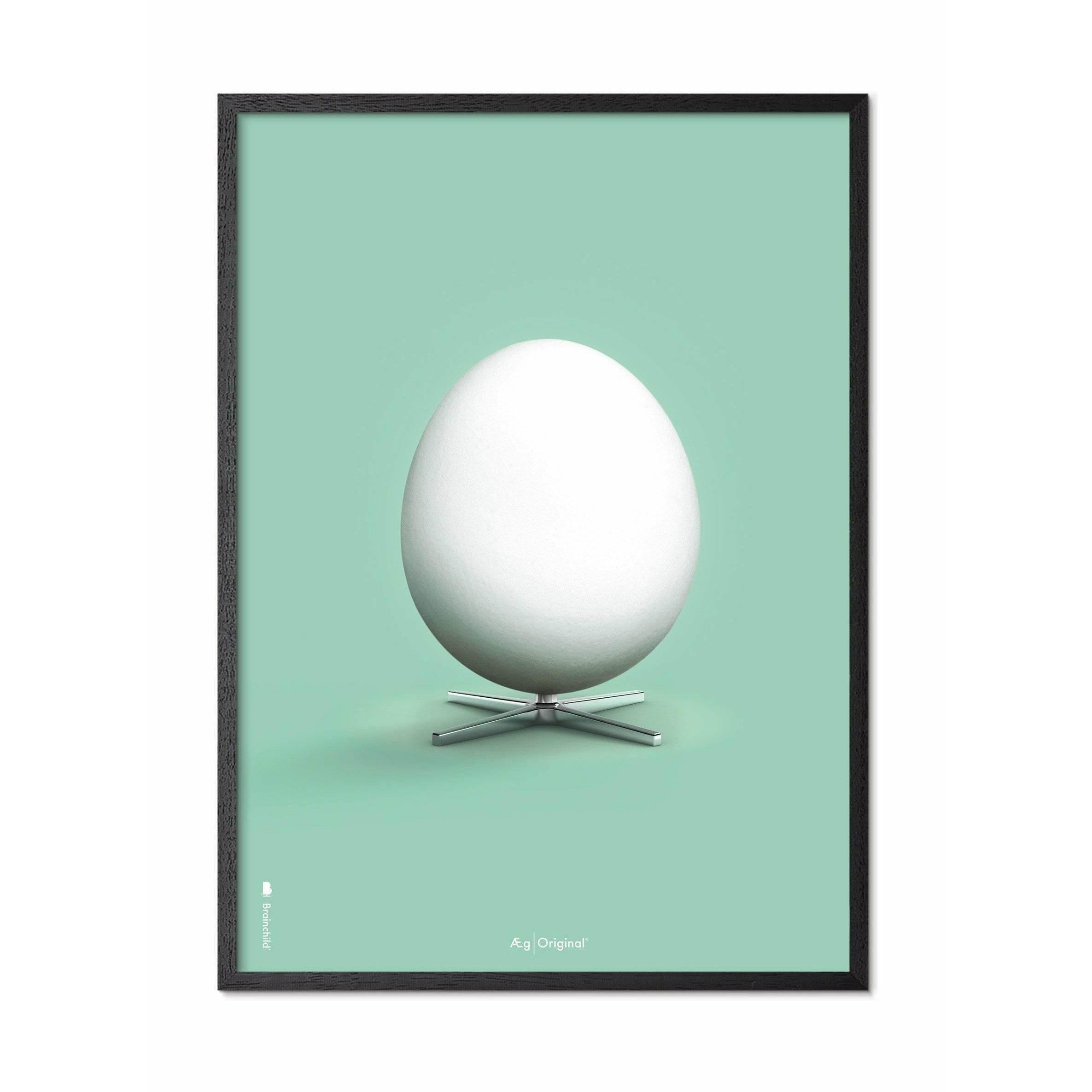 Brainchild Egg Classic Poster, Rahmen in schwarzer Lackholz 30x40 cm, mintgrüner Hintergrund