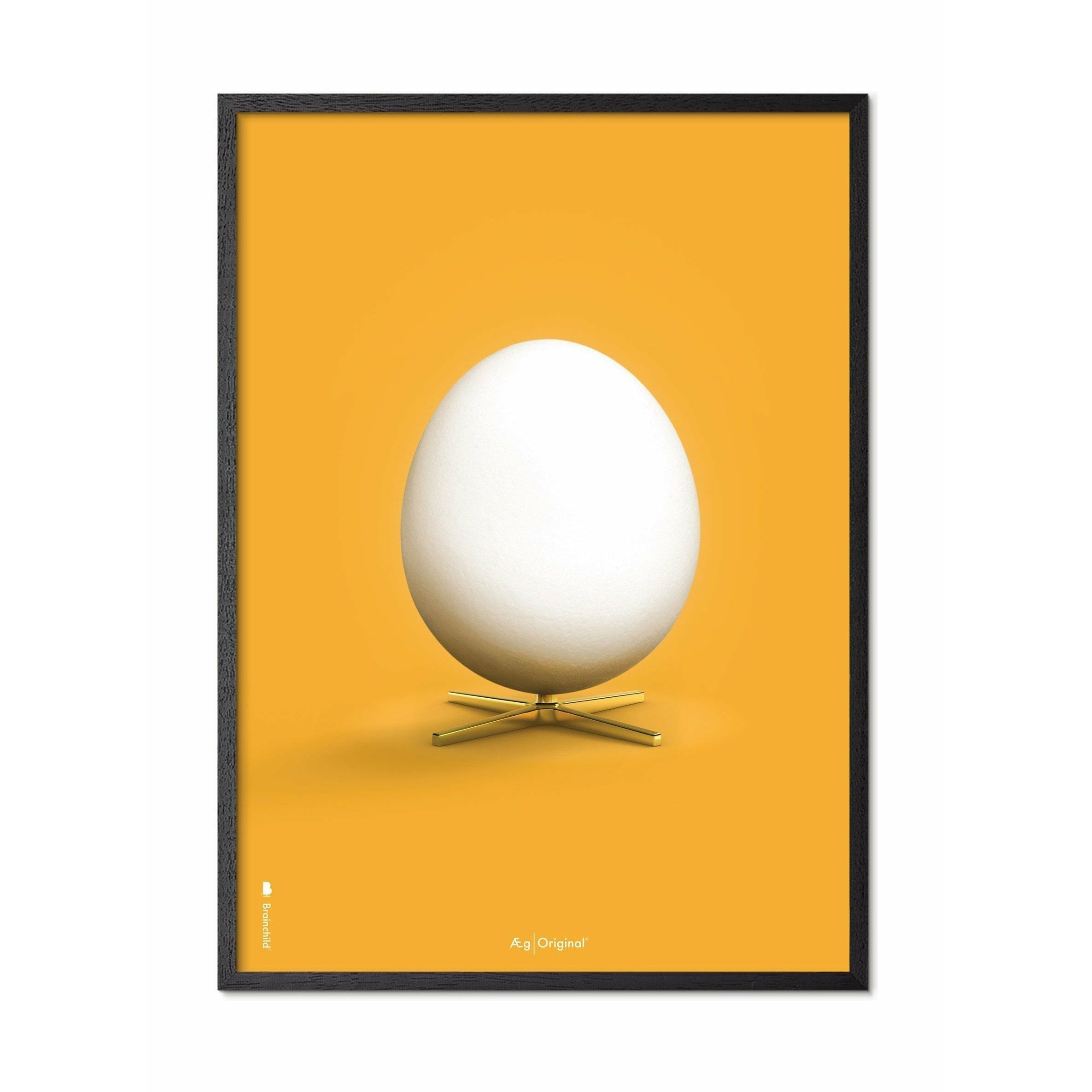 Brainchild Egg Classic Poster, Rahmen in schwarz lackiertem Holz 30x40 cm, gelber Hintergrund