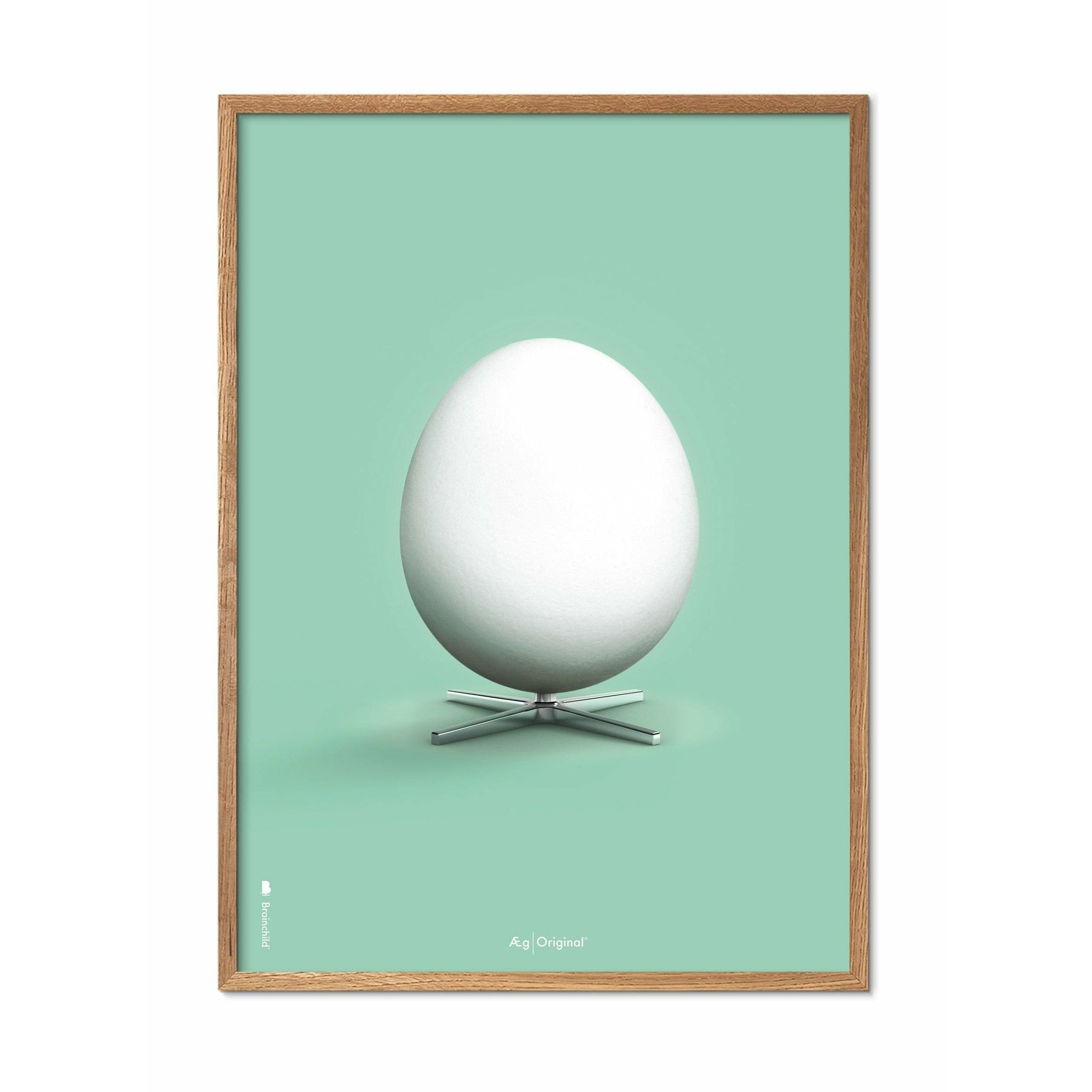 Brainchild Egg Classic Poster, ram gjord av lätt trä 30x40 cm, mintgrön bakgrund