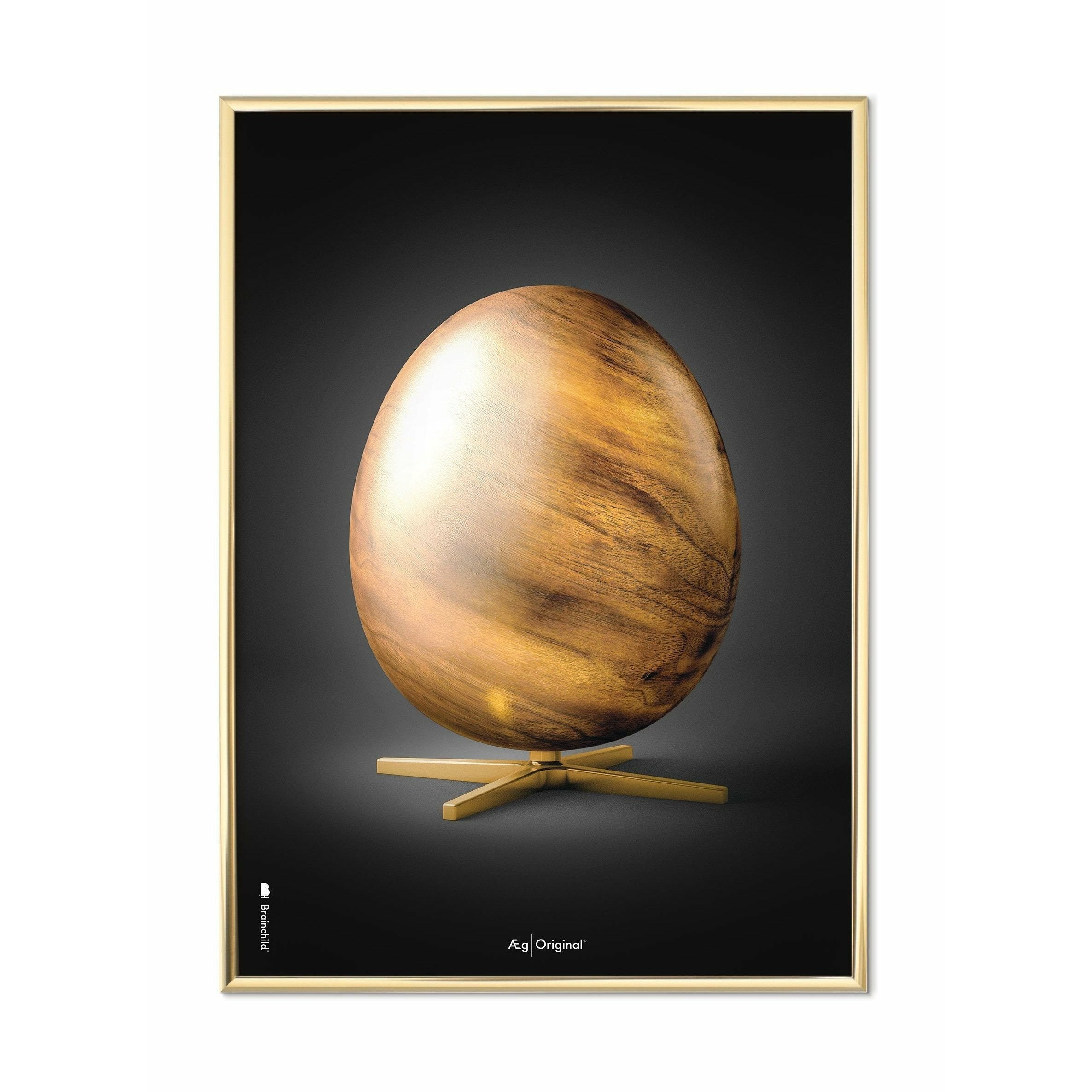 Brainchild Egg Figures Poster, messing gekleurd frame 50 x70 cm, zwart