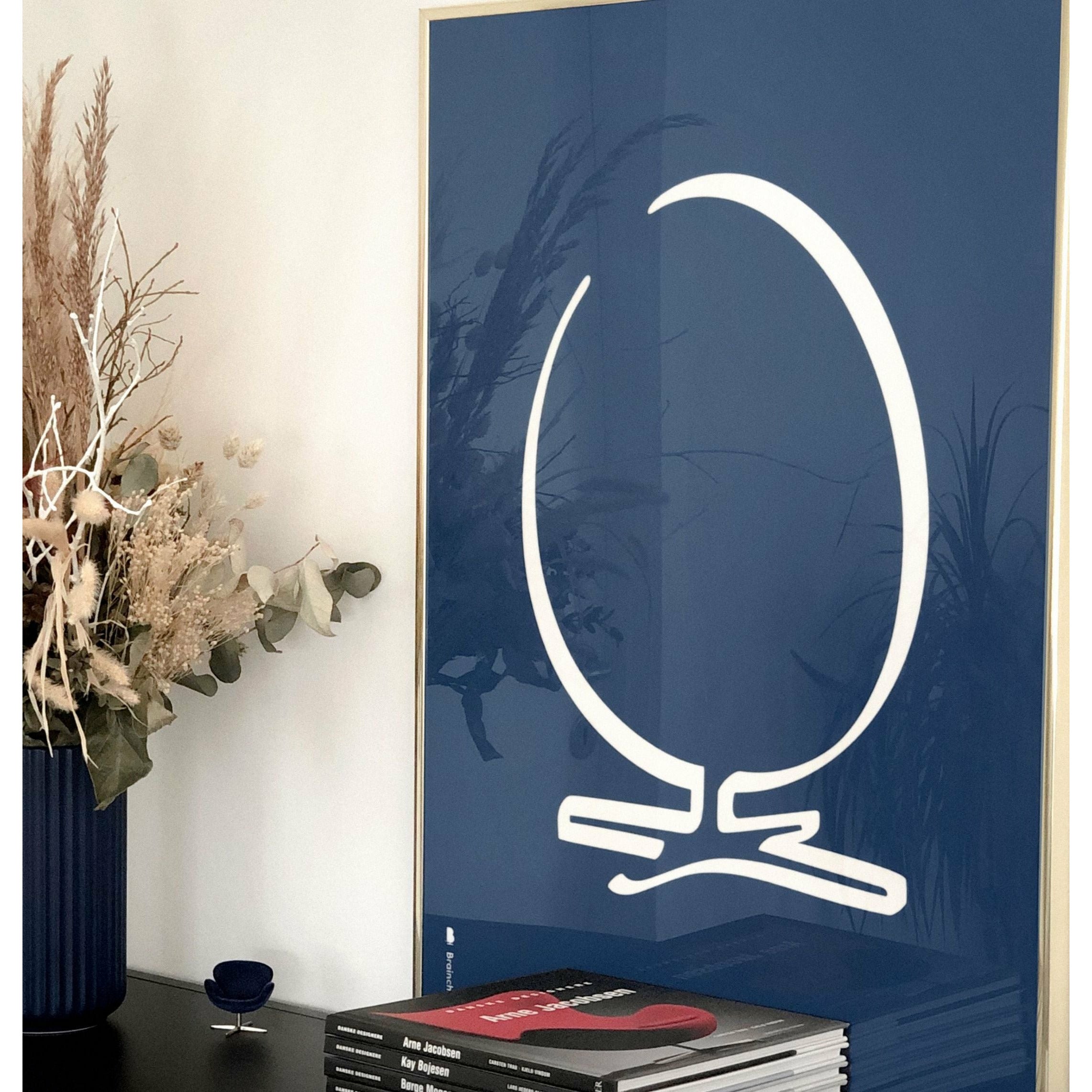 [product_category]-Brainchild Egg Line Poster, Brass Colored Frame 70 X100 Cm, Blue Background-Brainchild-B-11004-D-BRA-2