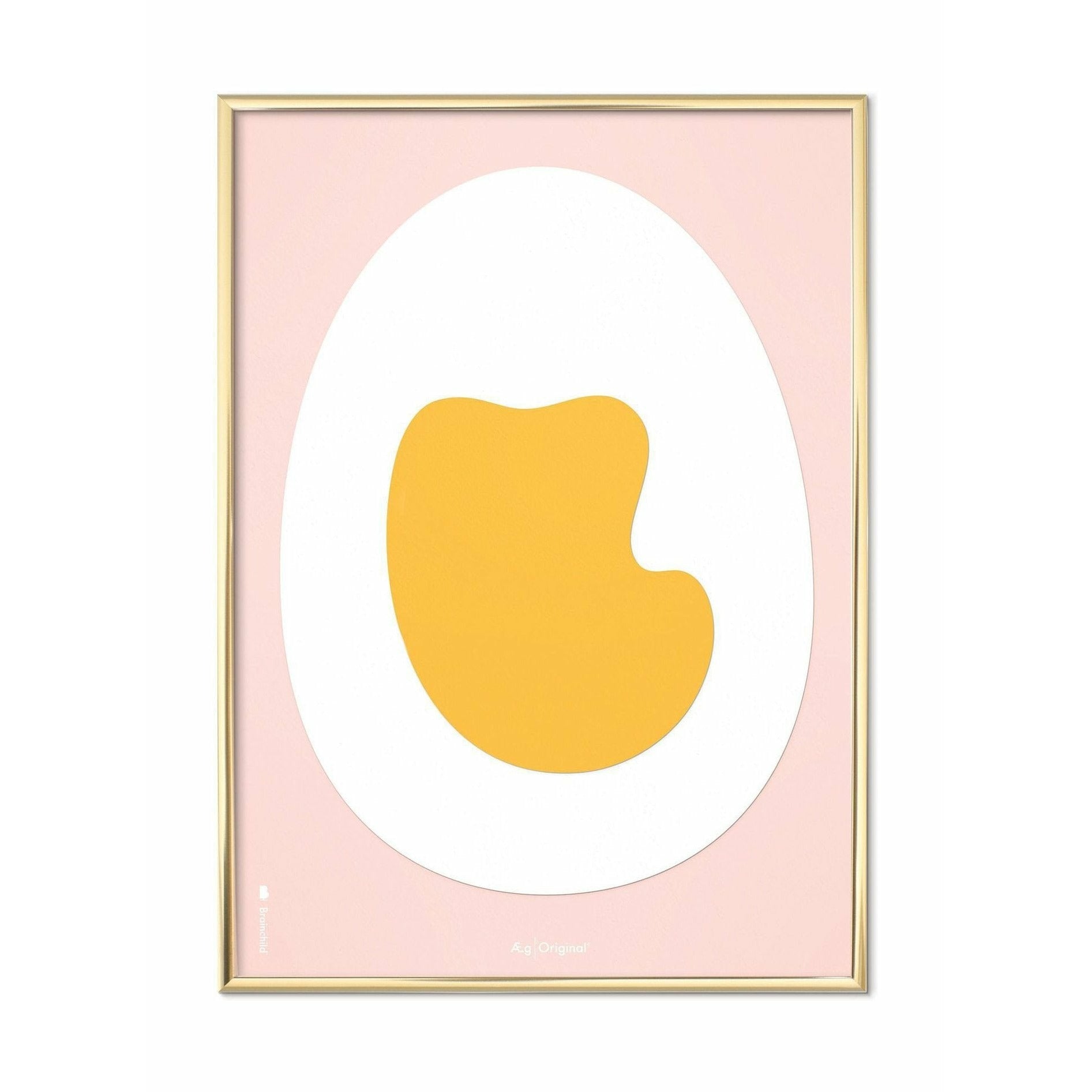 Brainchild Egg Paper Clip Poster, Brass Colored Frame 50 X70 Cm, Pink Background