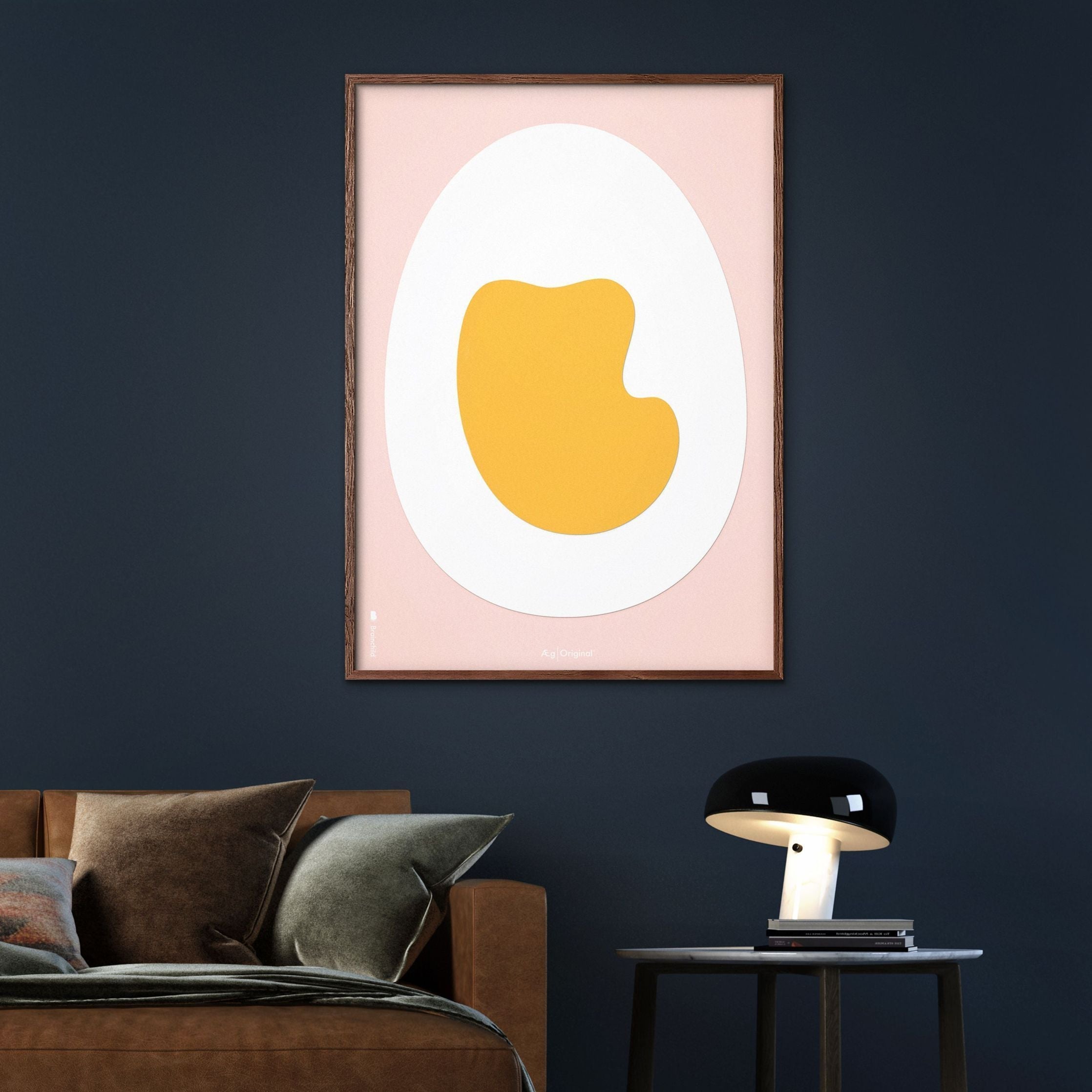 Brainchild Egg Paper Clip Poster, Brass Colored Frame 70 X100 Cm, Pink Background